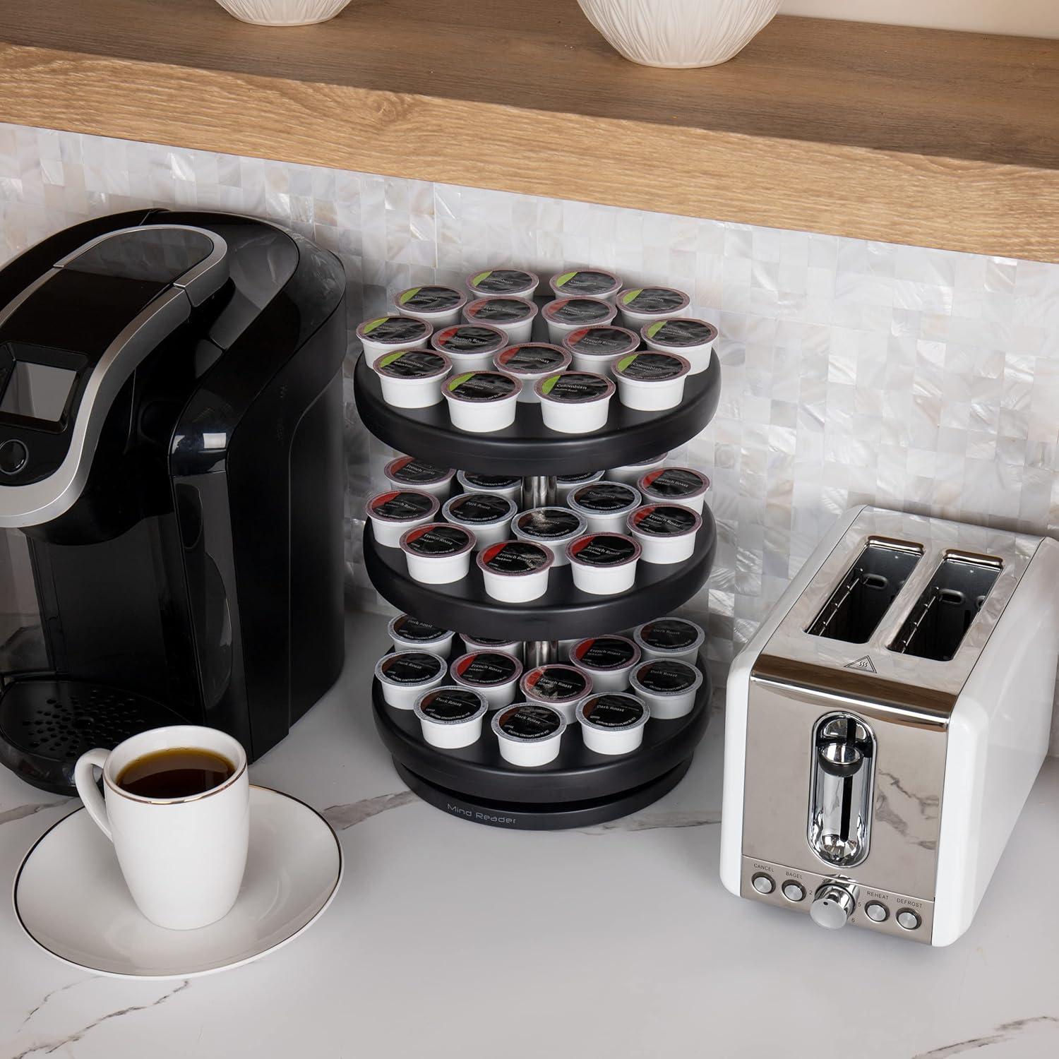 Mind Reader Single Serve Coffee Pod Carousel, 45 Pod Capacity, 9.5"L x 9.5"W x 11.75"H, Black