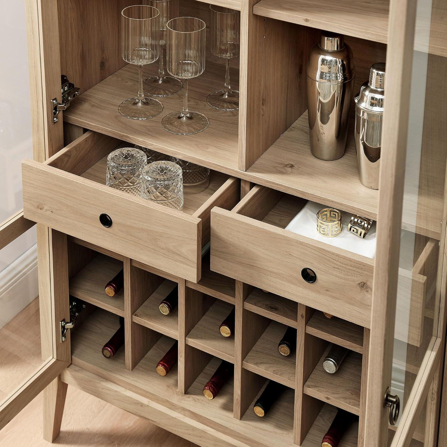 Modway Nolan Arched Bar Cabinet in Light Oak