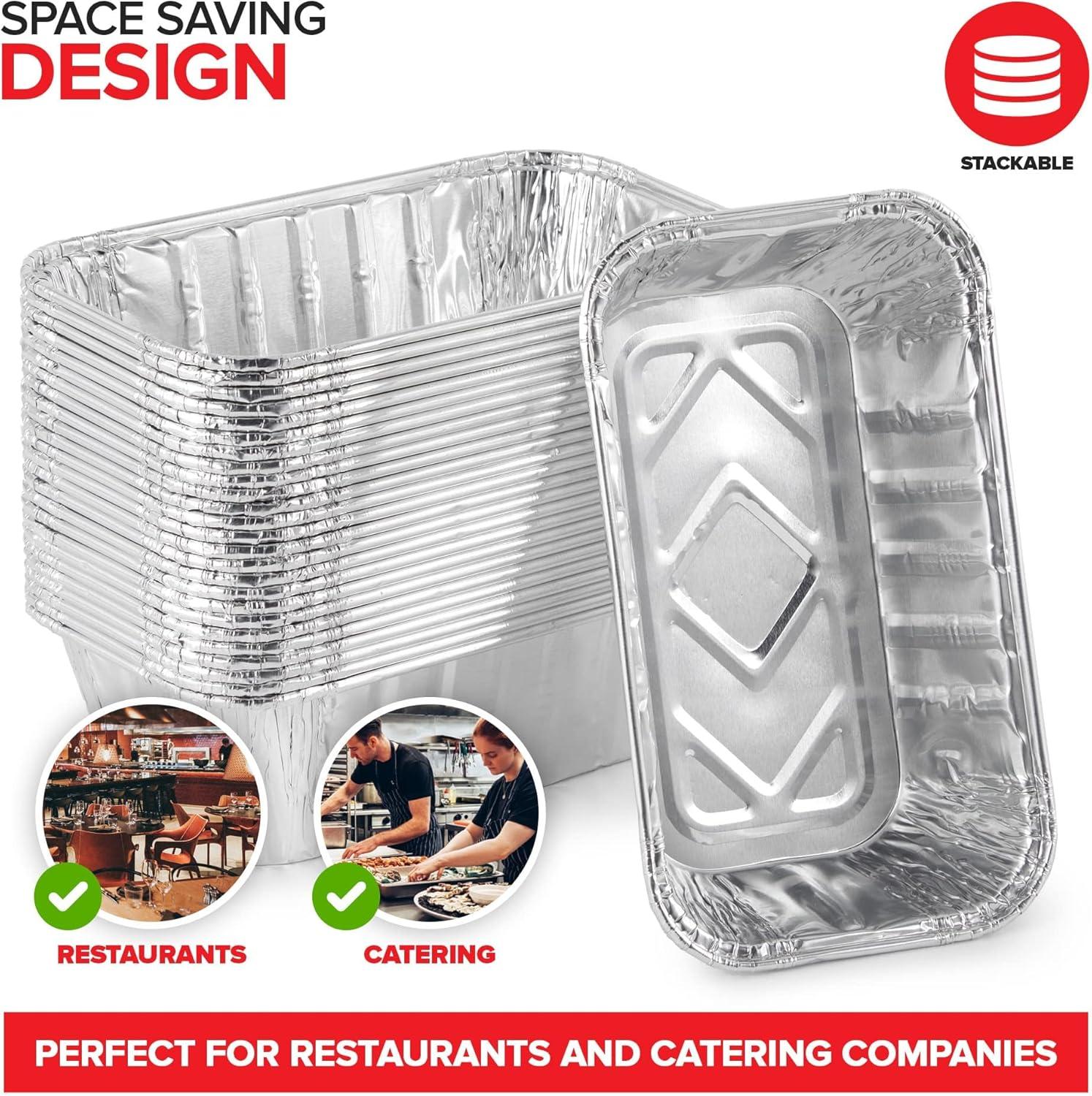 Mini Aluminum Disposable Loaf Pans with Lids, 50 Pack