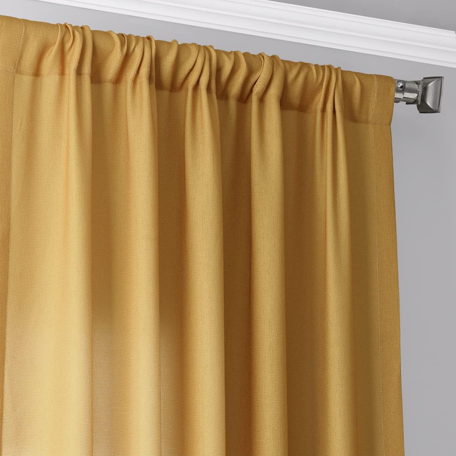 Ombre Gold Faux Linen Sheer Curtain (1 Panel), Ombre Gold, 50W X 84L