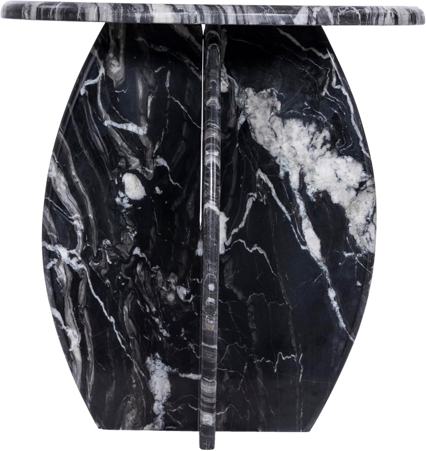 Formentera Black Marble End Table with Light Grey Veining