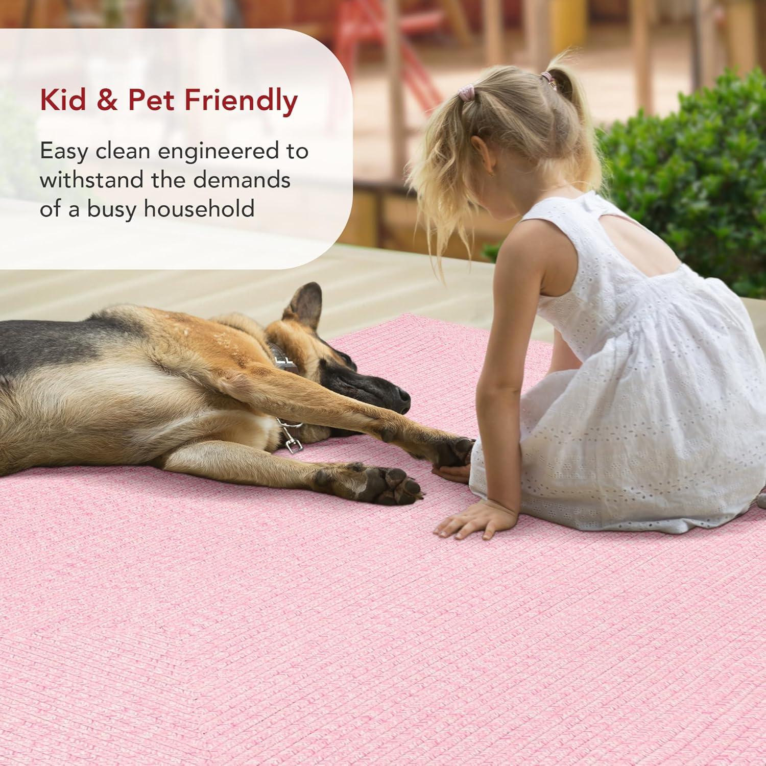 Handmade Pink Braided 25" Reversible Indoor-Outdoor Rug