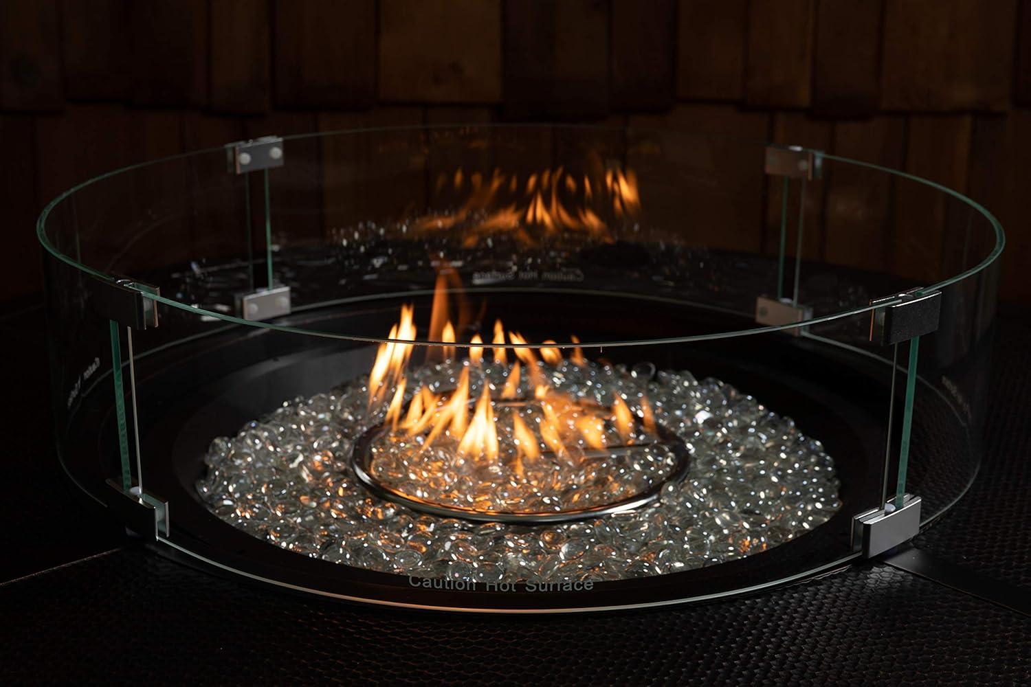 Round Clear Tempered Glass Fire Pit Wind Guard