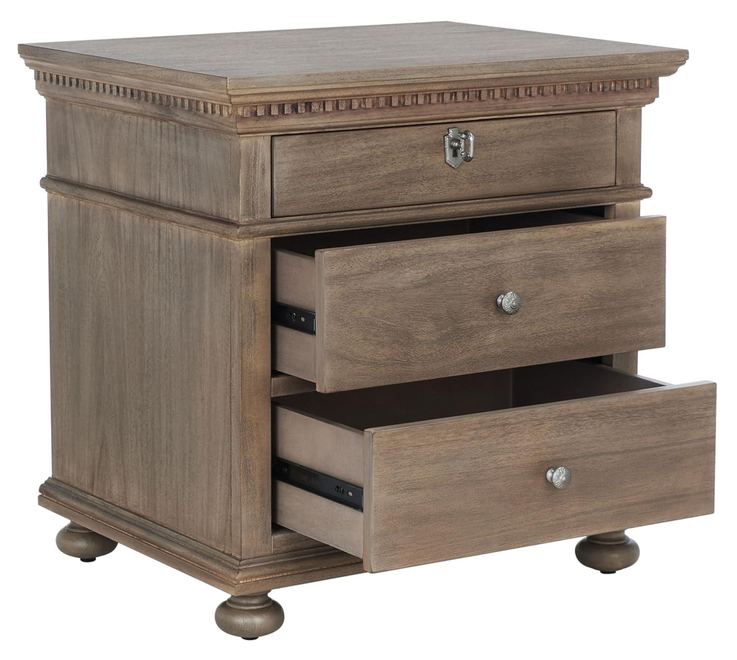 SAFAVIEH Couture Home Collection Allisyn Light Brown 3-Drawer Wood Nightstand Table (Fully Assembled)
