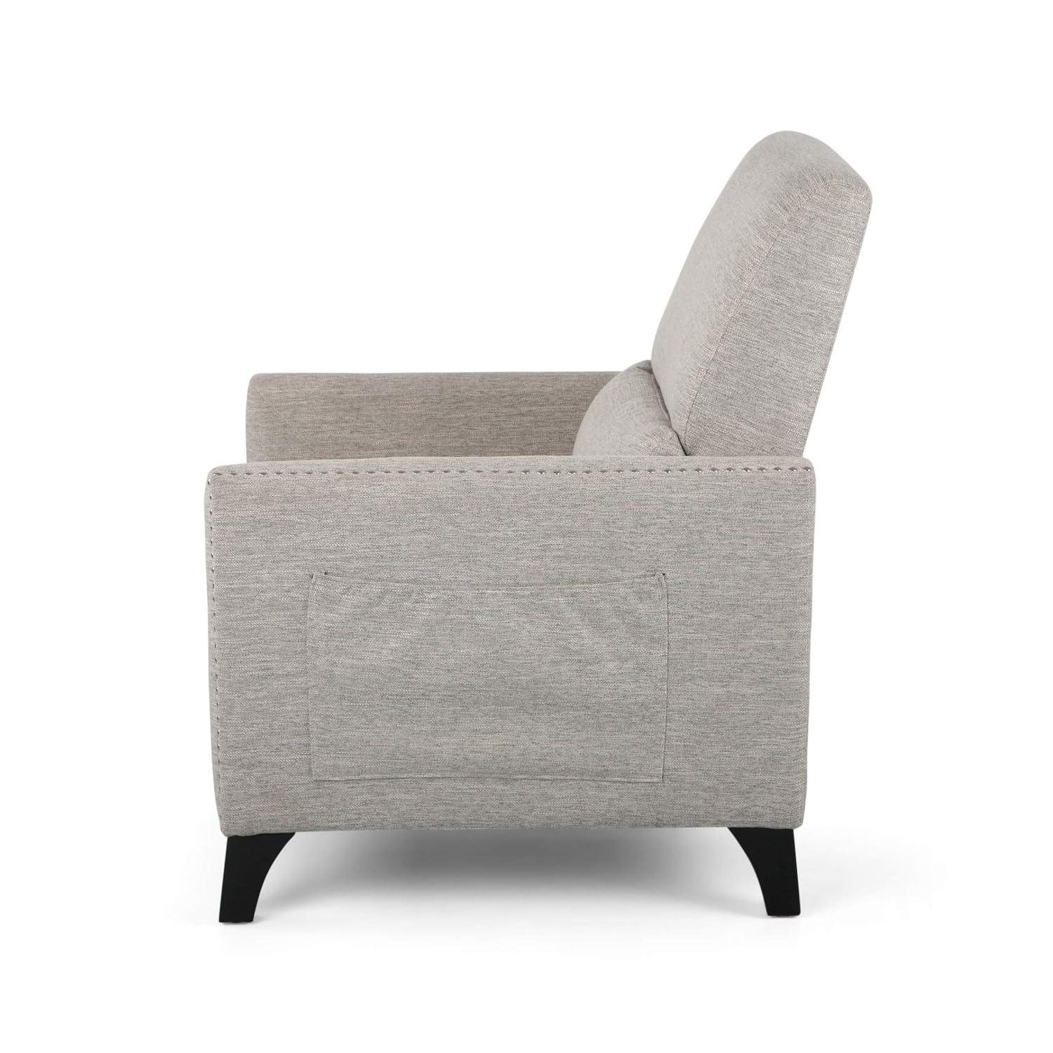 Alscot Contemporary Push Back Recliner Light Gray - Christopher Knight Home: Nailhead Trim, Polyester Upholstery