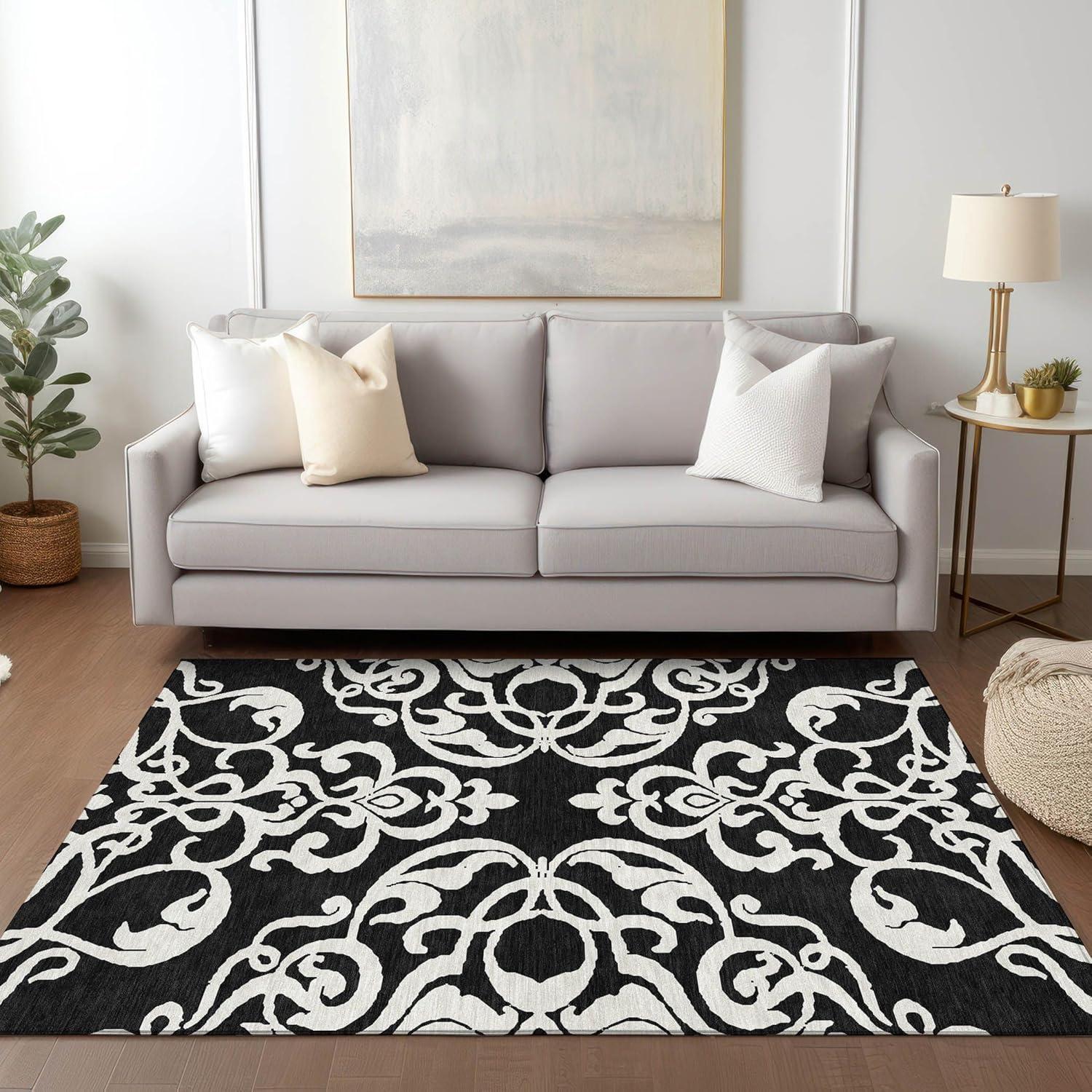 Addison Rugs Chantille ACN973 Black 2'6" x 3'10" Indoor Outdoor Area Rug, Easy Clean, Machine Washable, Non Shedding, Bedroom, Entry, Living Room, Dining Room, Kitchen, Patio Rug