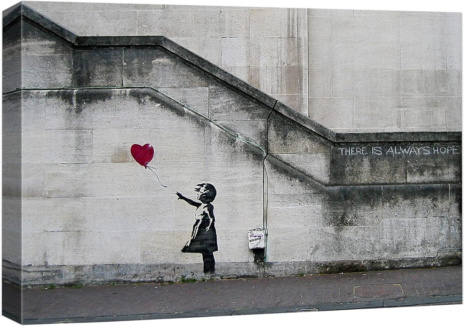 Banksy Girl with Balloon Graffiti Canvas Print 12" x 18"