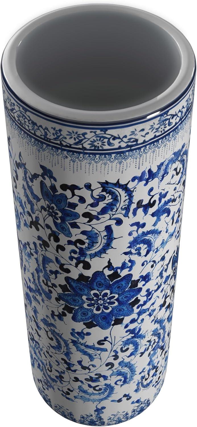 Oriental Furniture 24 in. Blue & White Umbrella Stand