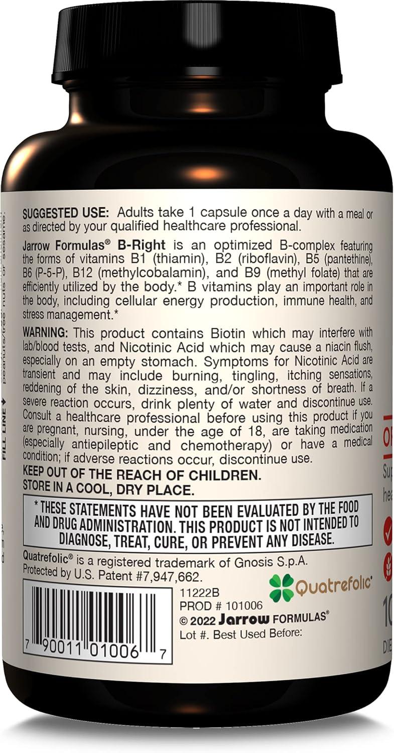 Jarrow Formulas, Inc. Vegan B-Right Optimized B-Complex 100 Veg Caps