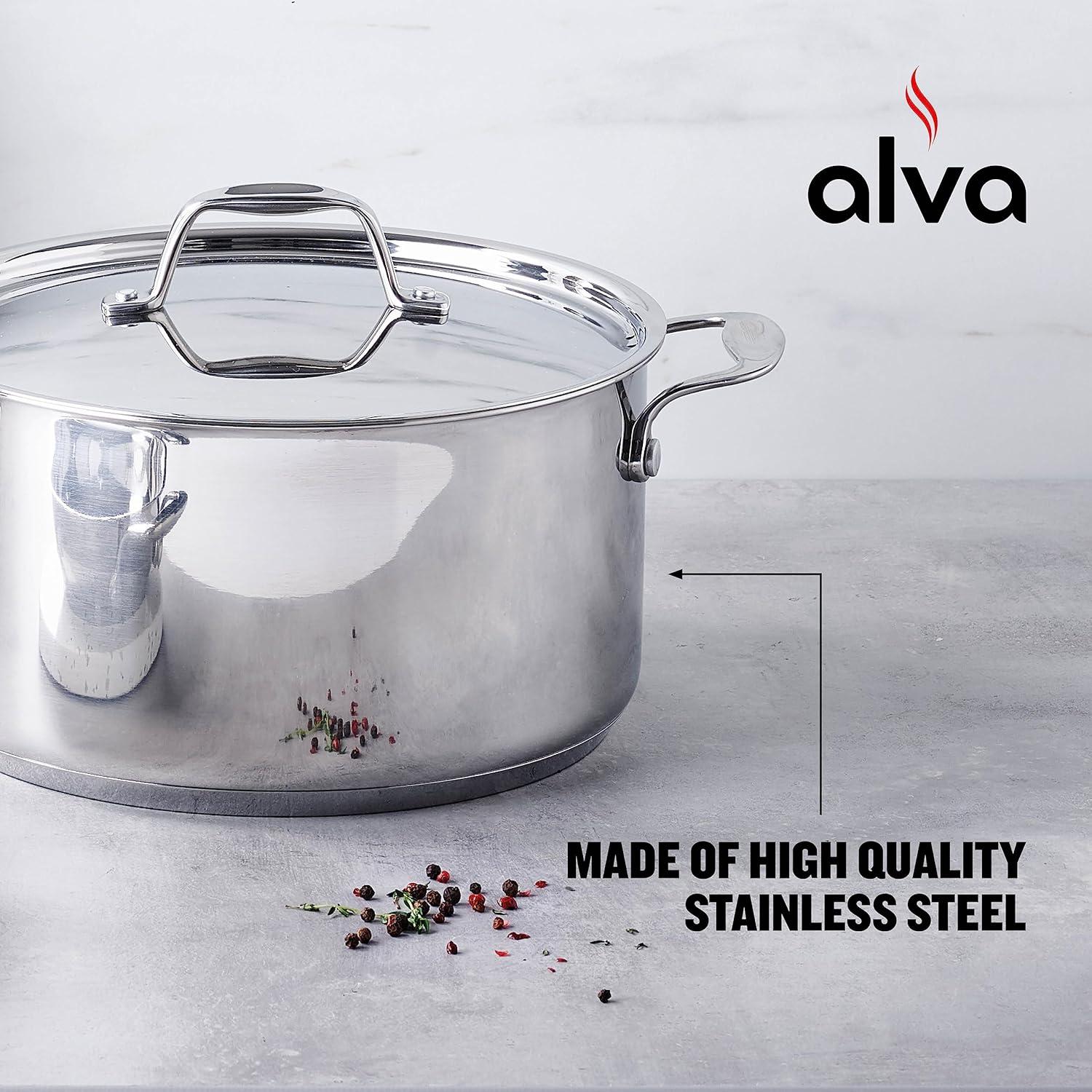 Alva Chef 2.5 Qt Stainless Steel Nonstick Casserole Pot with Lid