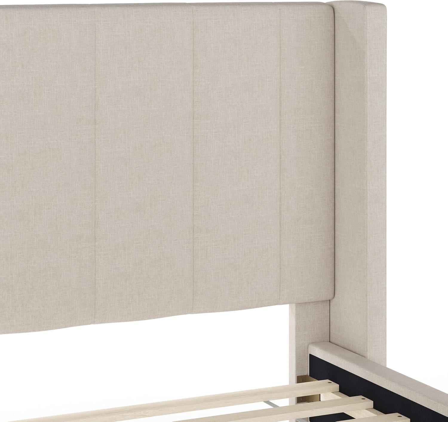 Martha Stewart Martha Stewart Kay Upholstered Platform Bed With Channel Stitched Wingback Headboard