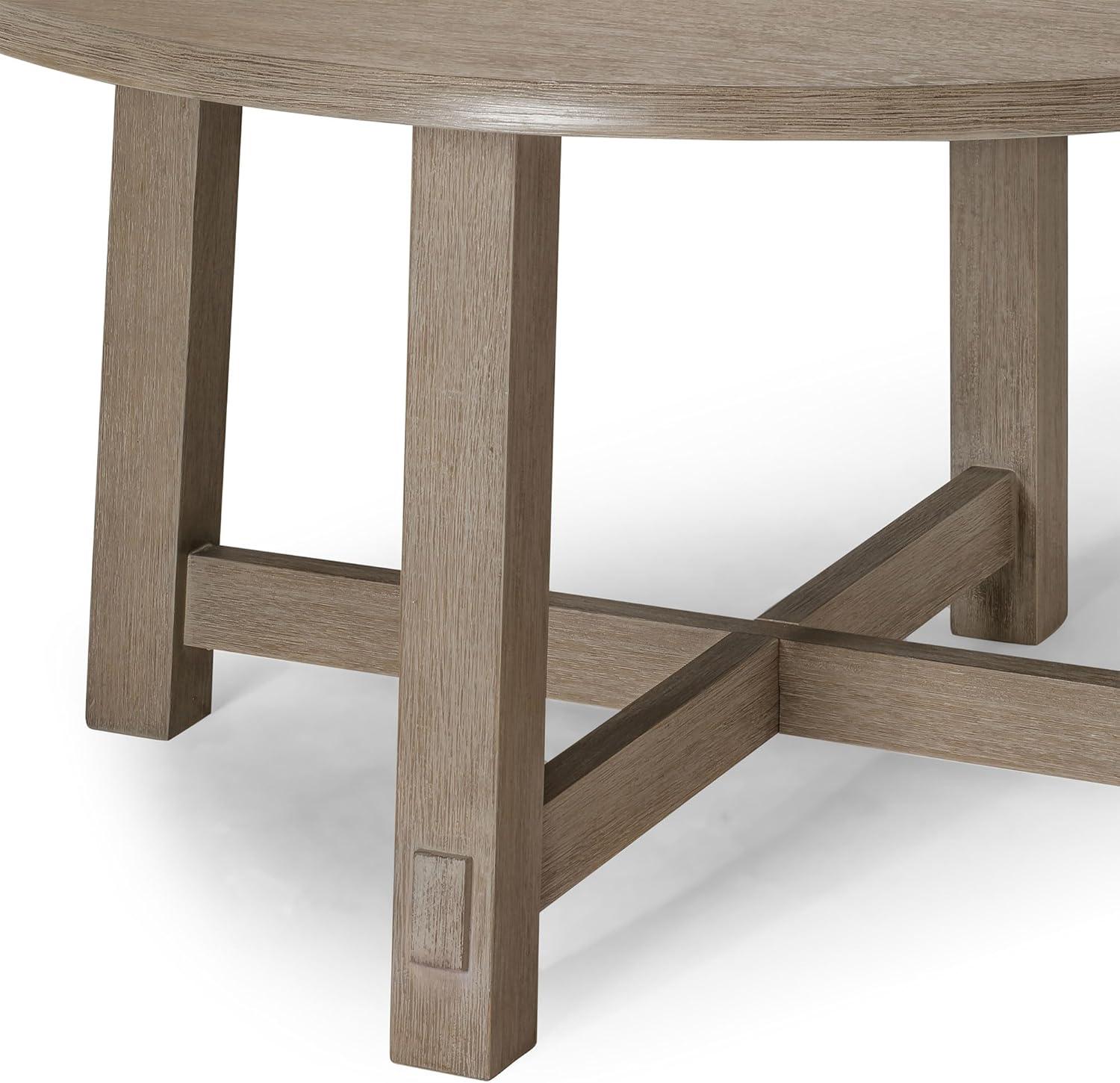 Maven Lane Sasha Round Wooden Dining Table in Weathered Grey Finish