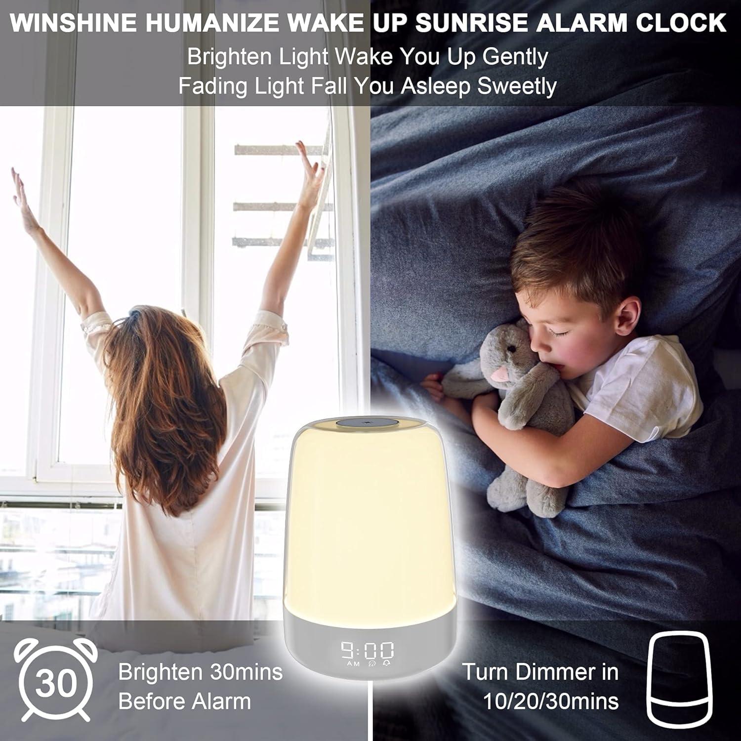 Digital Sunrise Simulation Alarm Clock with Color Changing Light