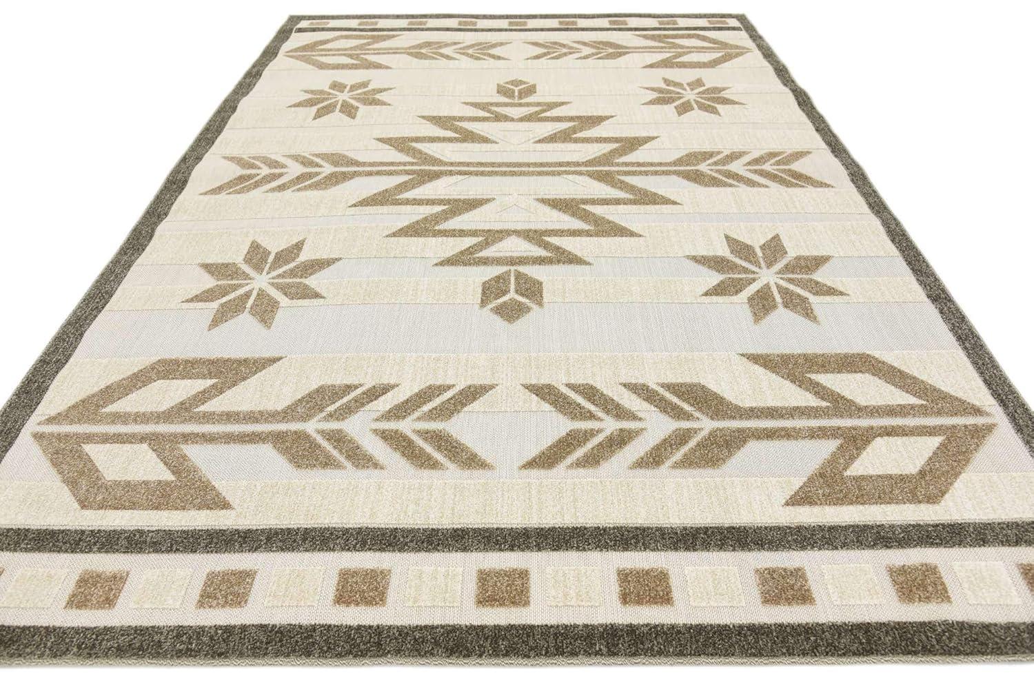 Unique Loom 7' 0 x 10' 0 Beige Outdoor Modern Albuquerque Area Rug