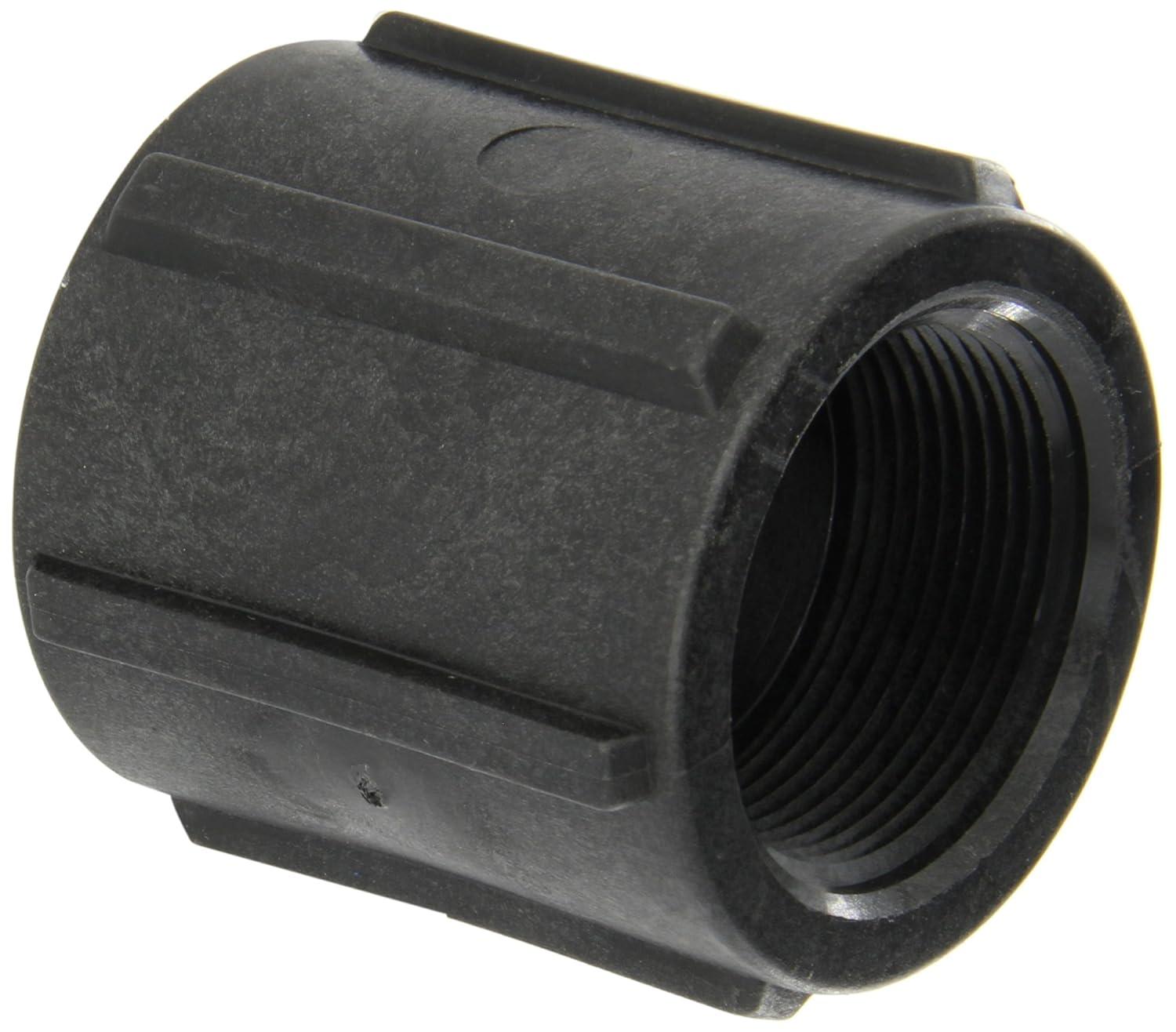 Black Polypropylene Schedule 80 Pipe Coupling, 1-1/2 in.
