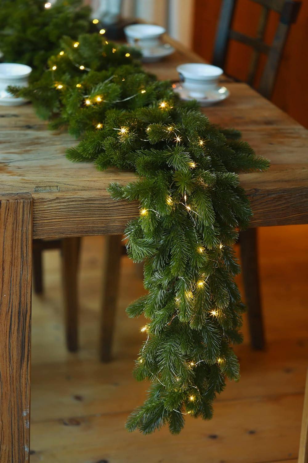 6ft Green Pine Christmas Garland with LED Lights