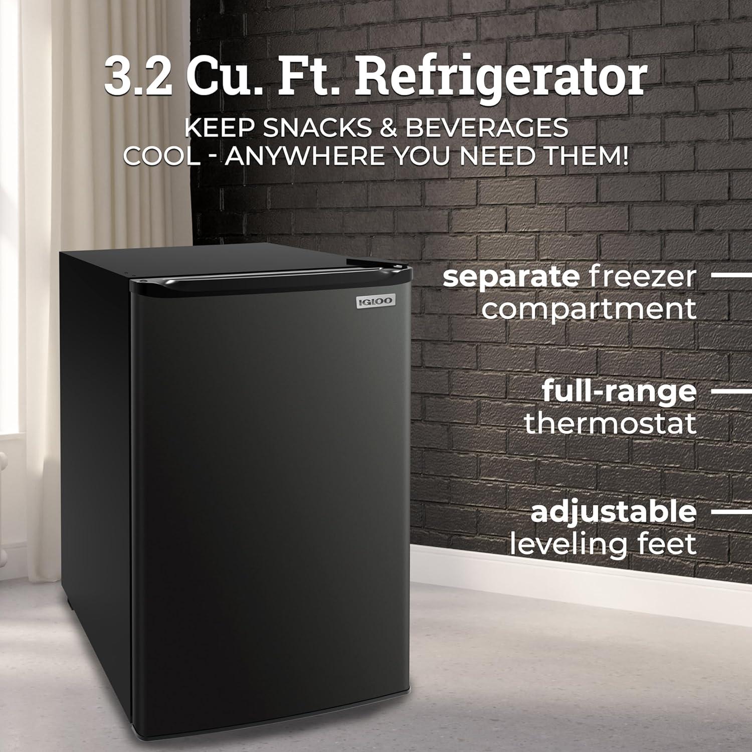 IGLOO 3.2 Cu Ft Black Refrigerator w/ Freezer, IRF32BK6A