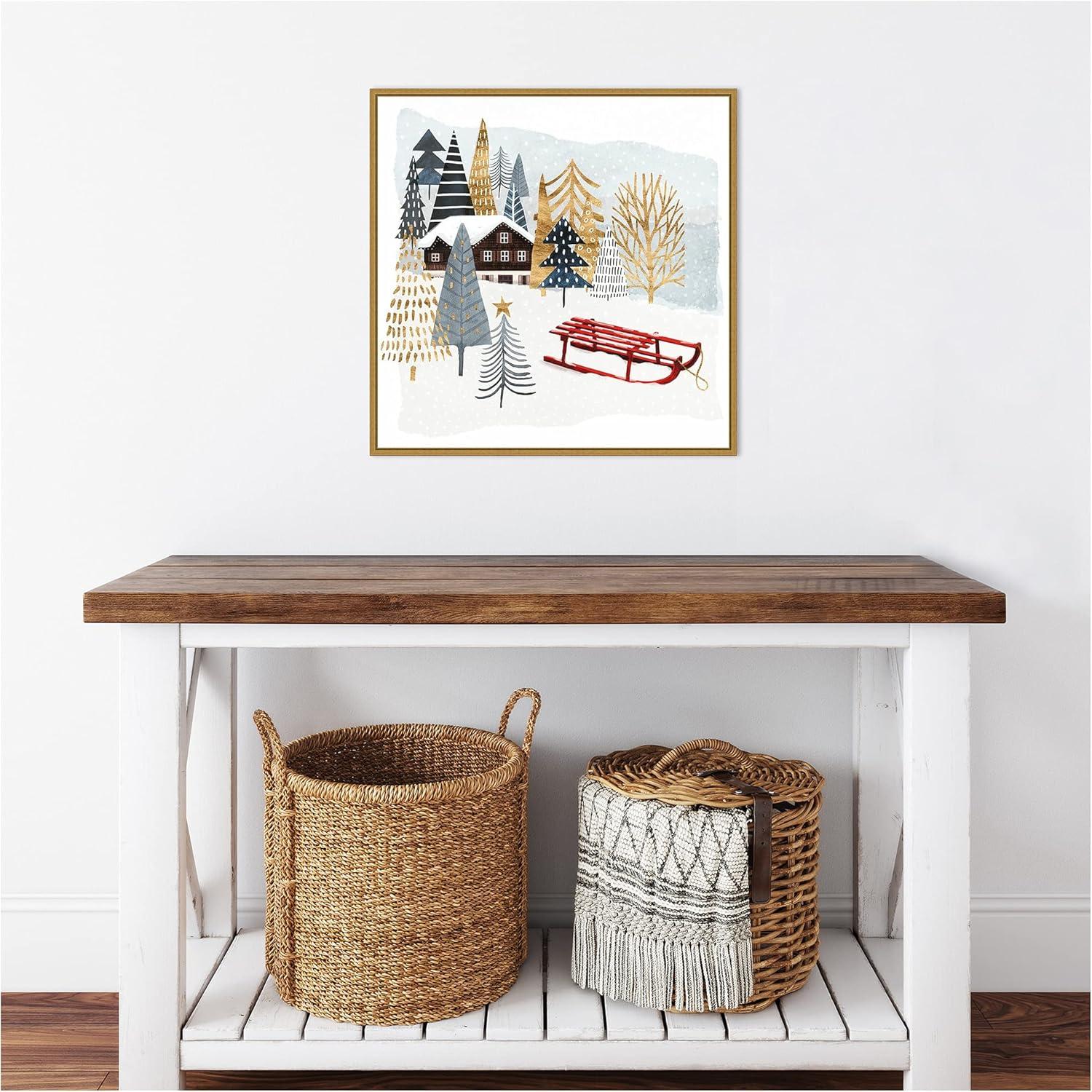 Amanti Art Christmas Chalet II Framed Canvas Wall Art Print