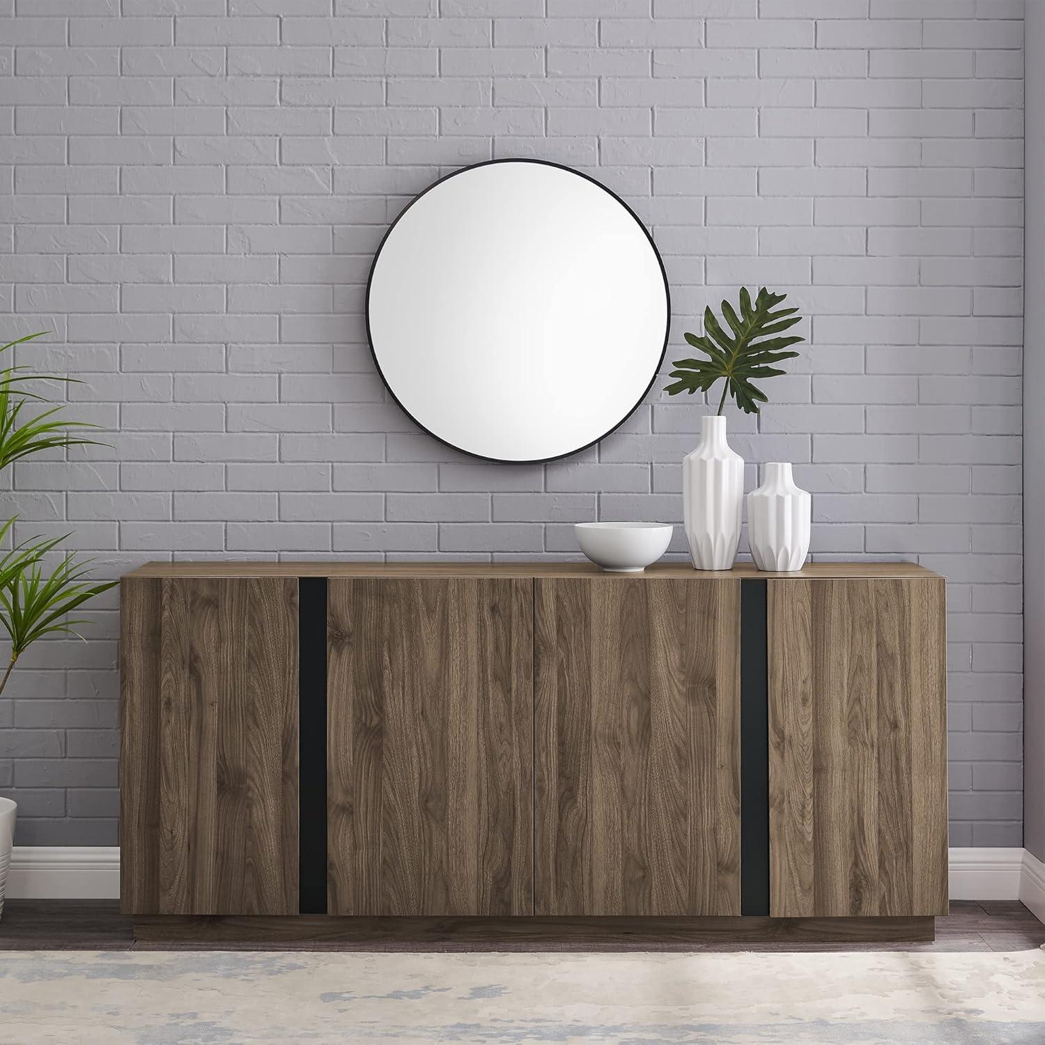 Slate Grey 70" Minimalist Engineered Wood Sideboard with Metal Accents