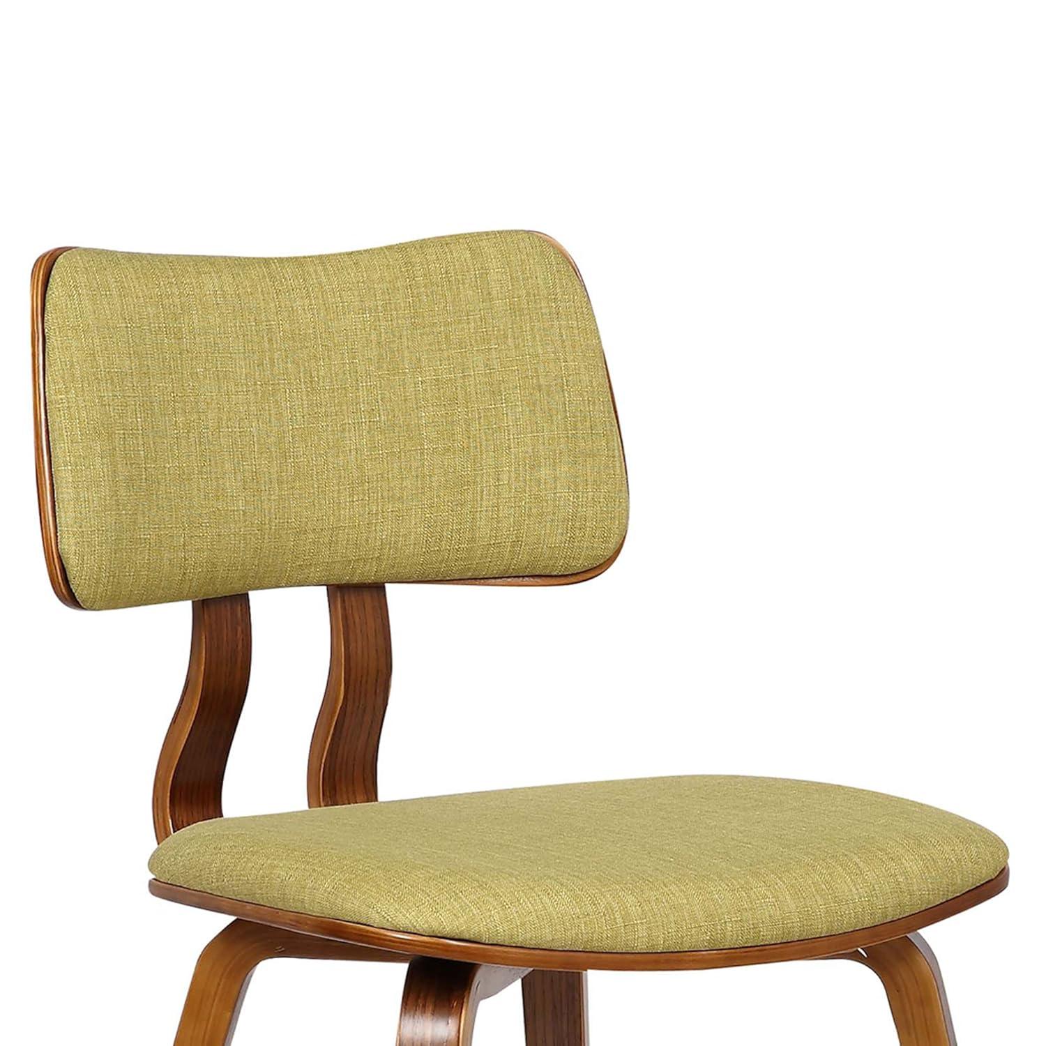 Jaguar Mid-Century Modern Kitchen Dining Table Accent Chair in Walnut Wood and Green Fabric