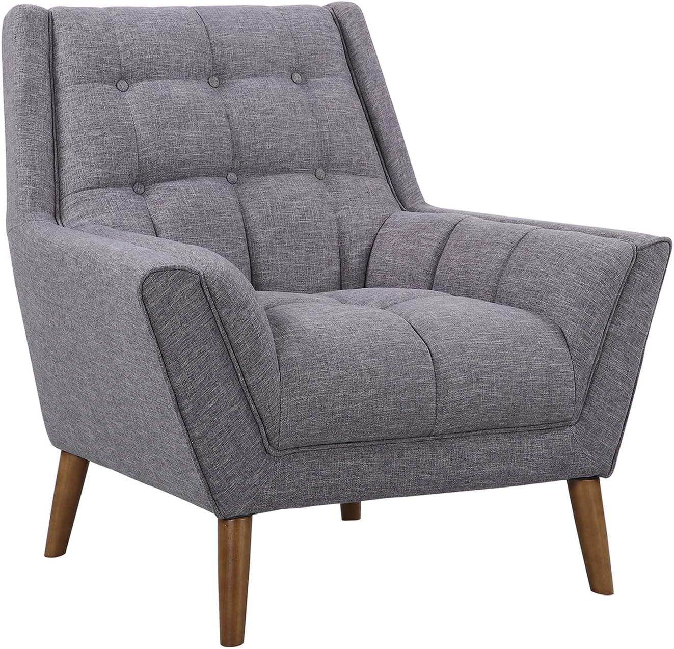 Cobra Dark Gray Linen Accent Chair with Walnut Wood Legs