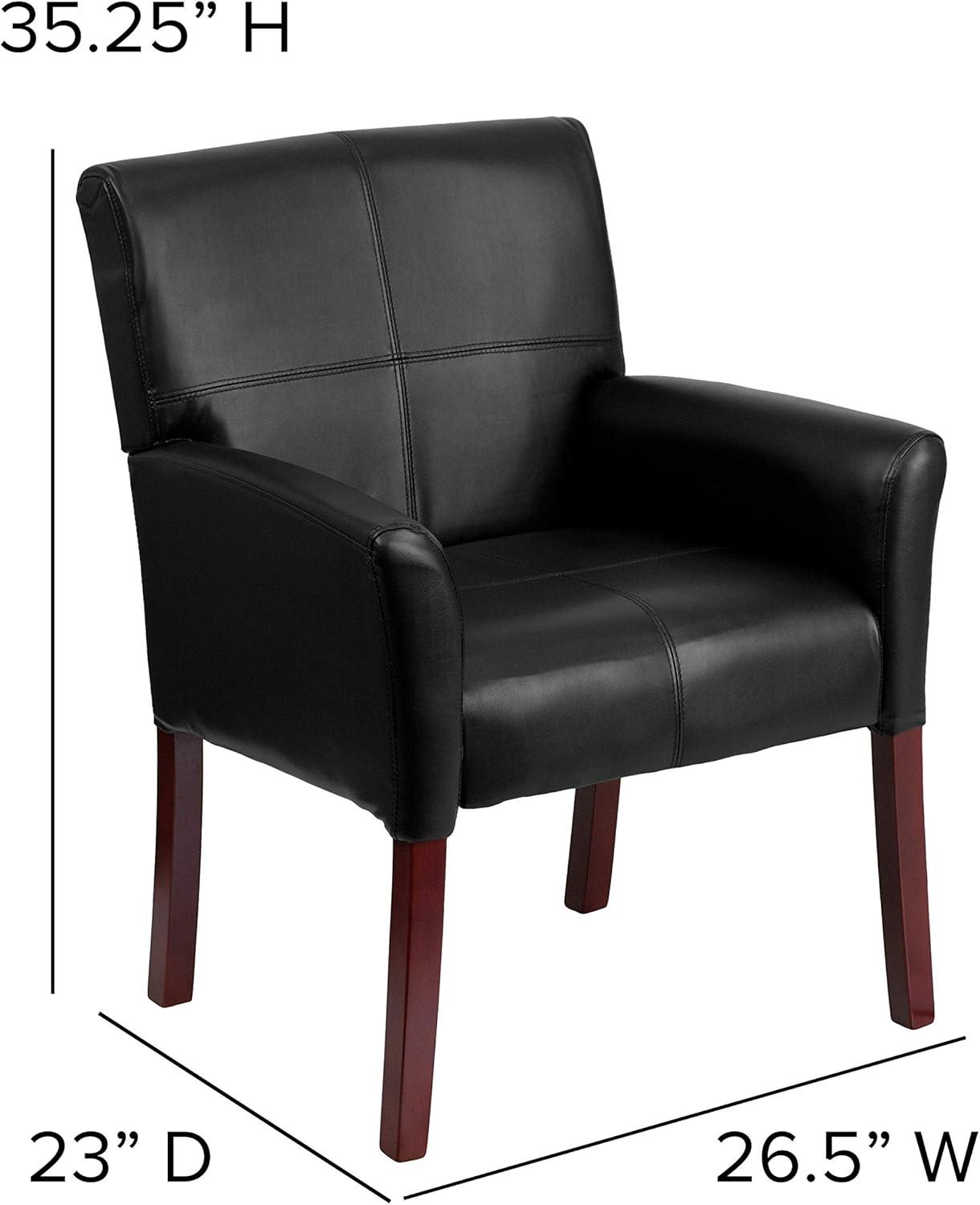 Emma and Oliver Leather Executive Side Reception Chair with Mahogany Legs