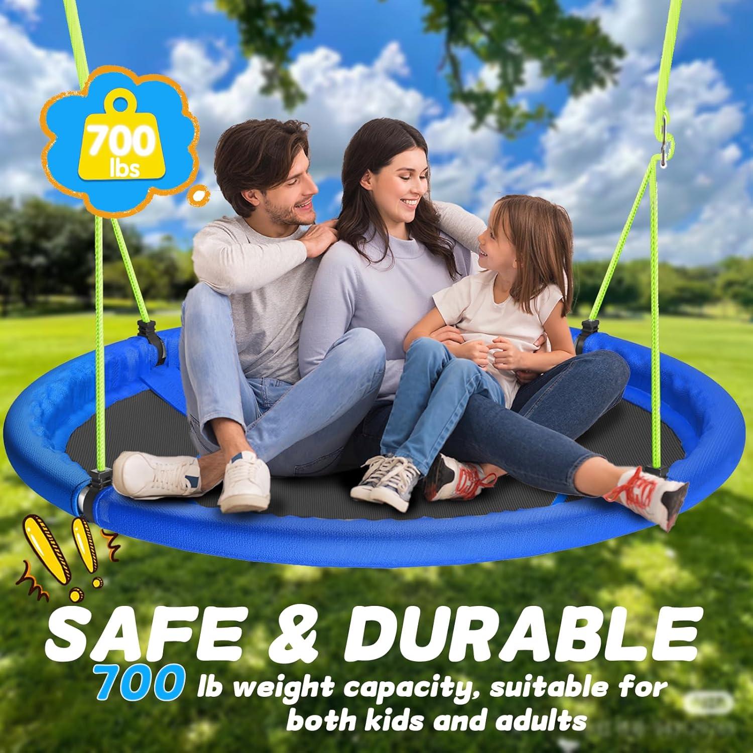 MIHOVER Sturdy & Comfortable 43 Inch Saucer Tree Swing Flying Indoor Outdoor Play Set Swing for Kids - Blue