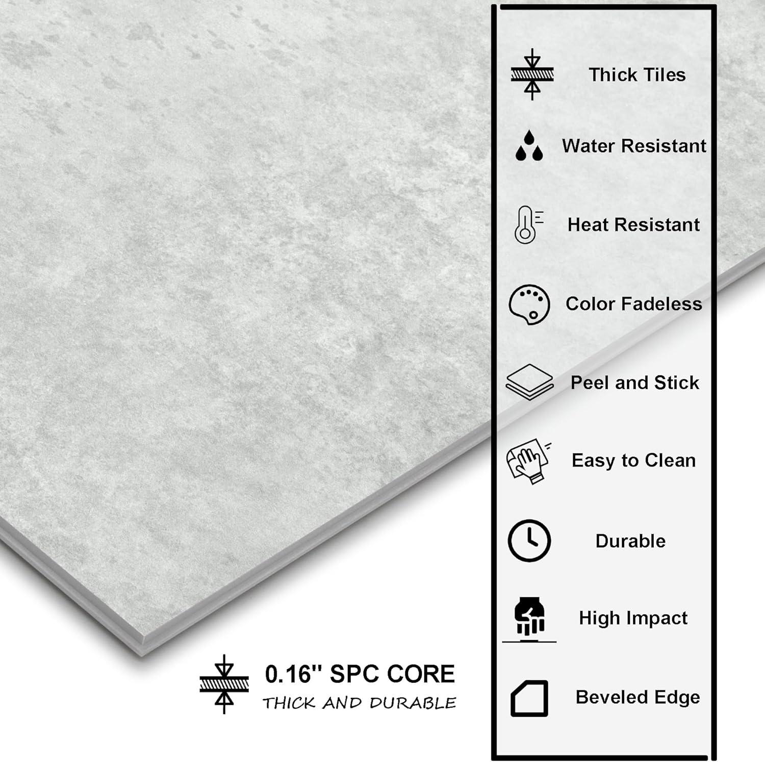 Sunwings 9'' x 9'' x 4mm SPC Peel & Stick Floor Tile Luxury Vinyl Flooring
