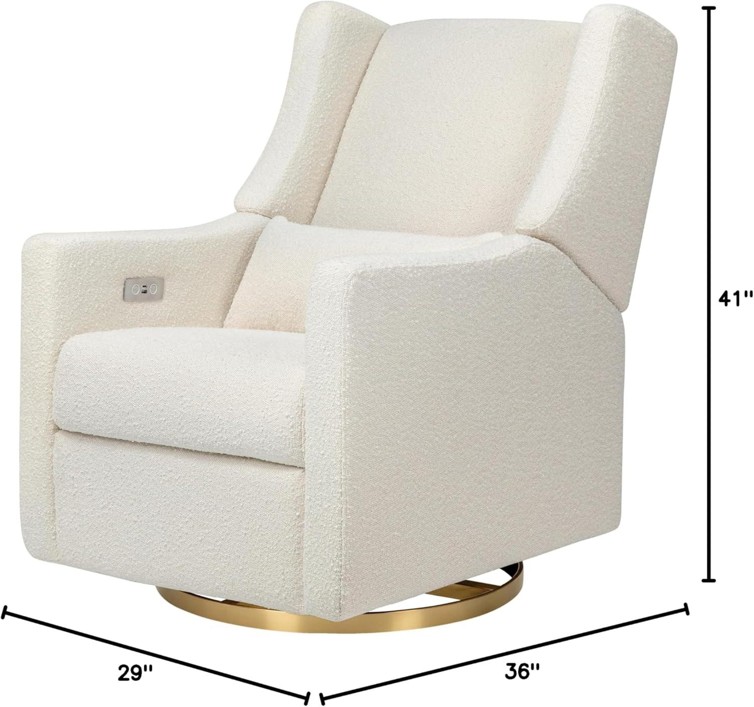 Babyletto Kiwi Ivory Boucle Nursery Power Glider Recliner Chair with Gold Base