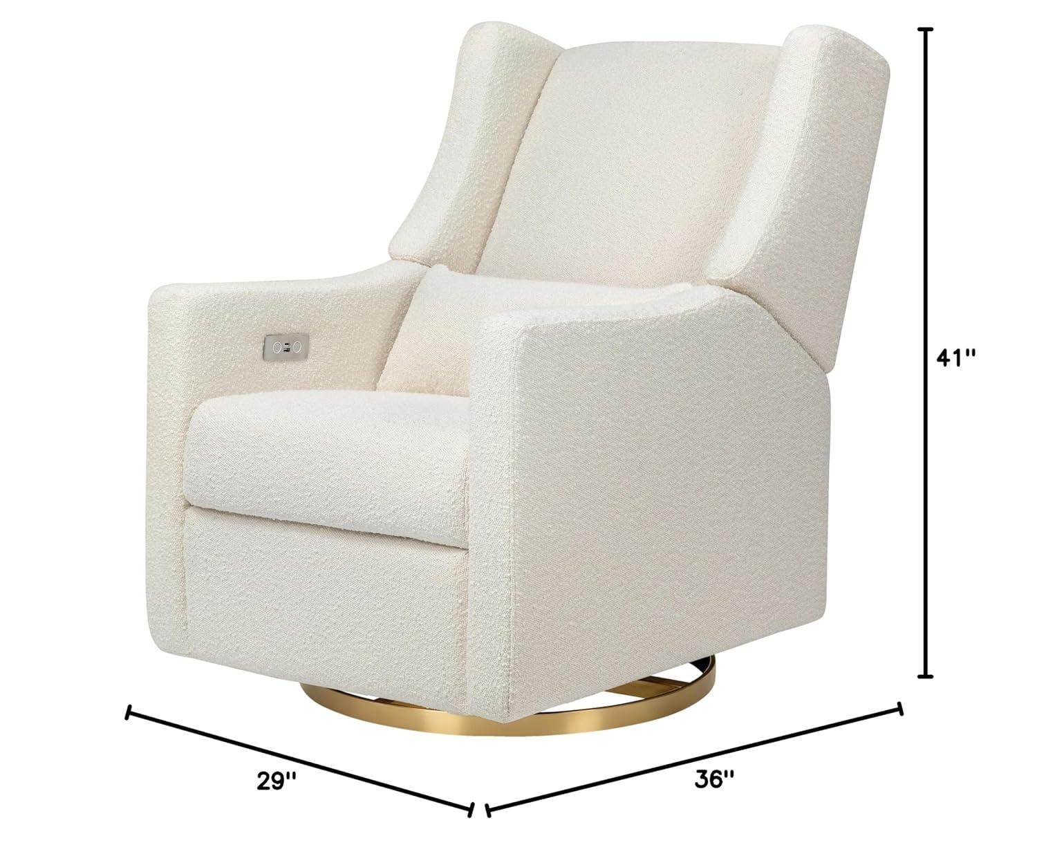 Babyletto Kiwi Ivory Boucle Nursery Power Glider Recliner Chair with Gold Base