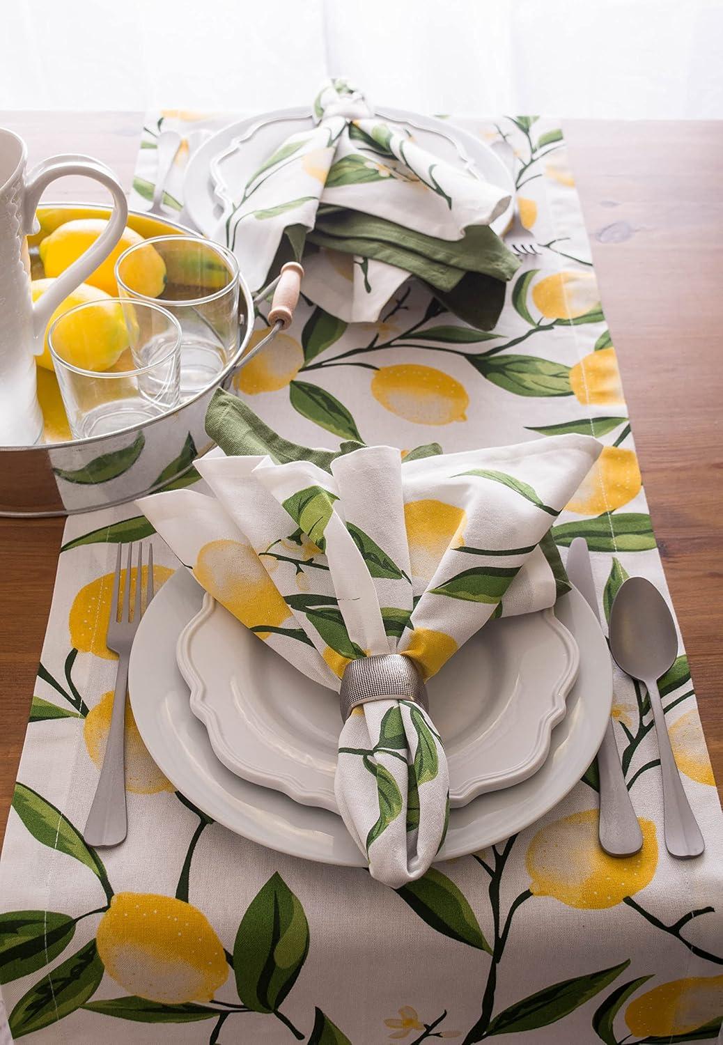 DII Lemon Bliss Printed Napkin Set 6 Piece, Yellow/Green, 20x20"