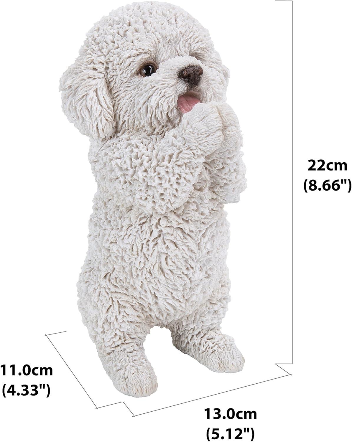 Adorable White Resin Poodle Puppy Garden Statue