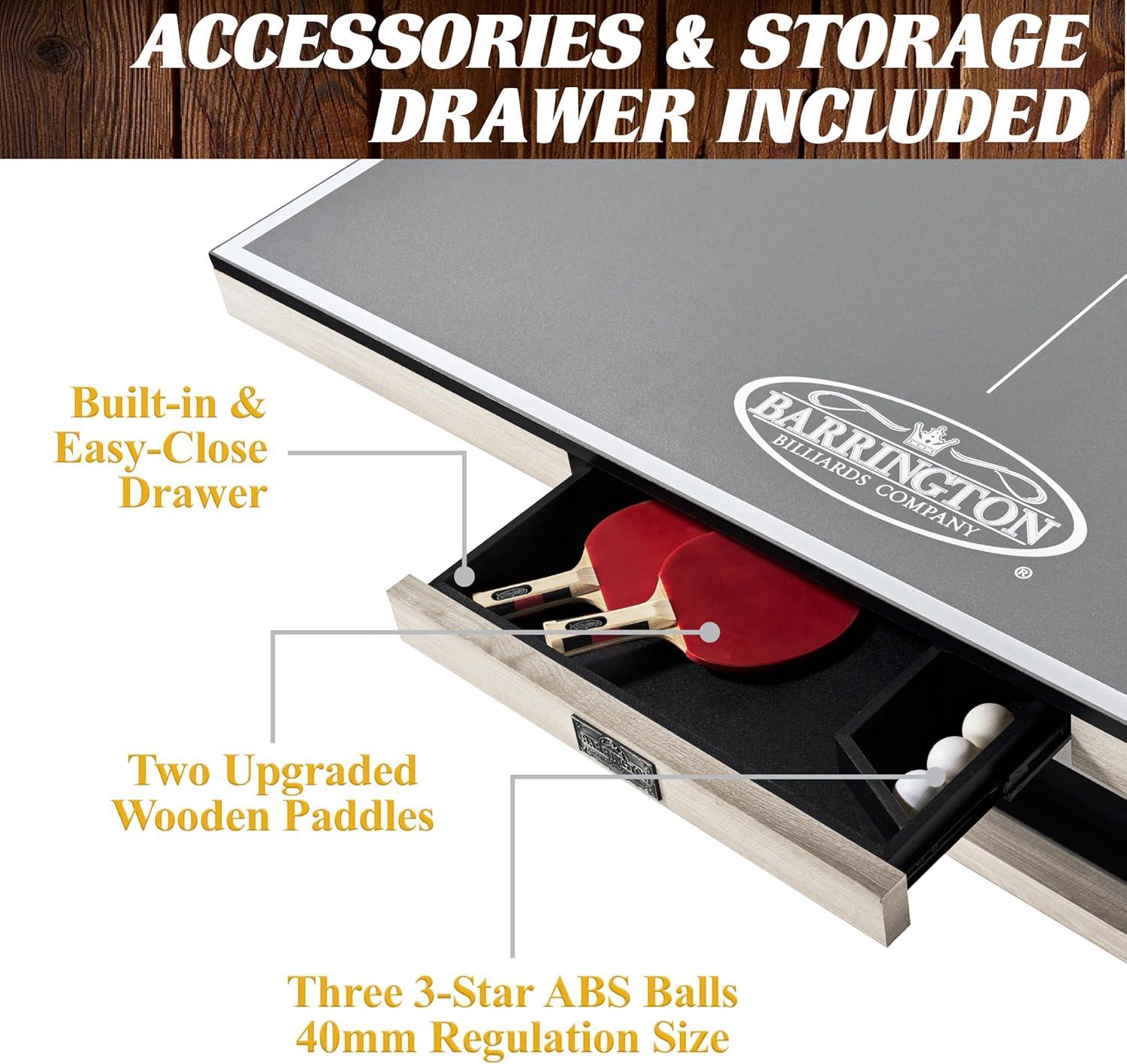 Barrington Table Tennis Multiple Style Ping Pong Tables with Metal Nets, Perfect for Family Game Rooms