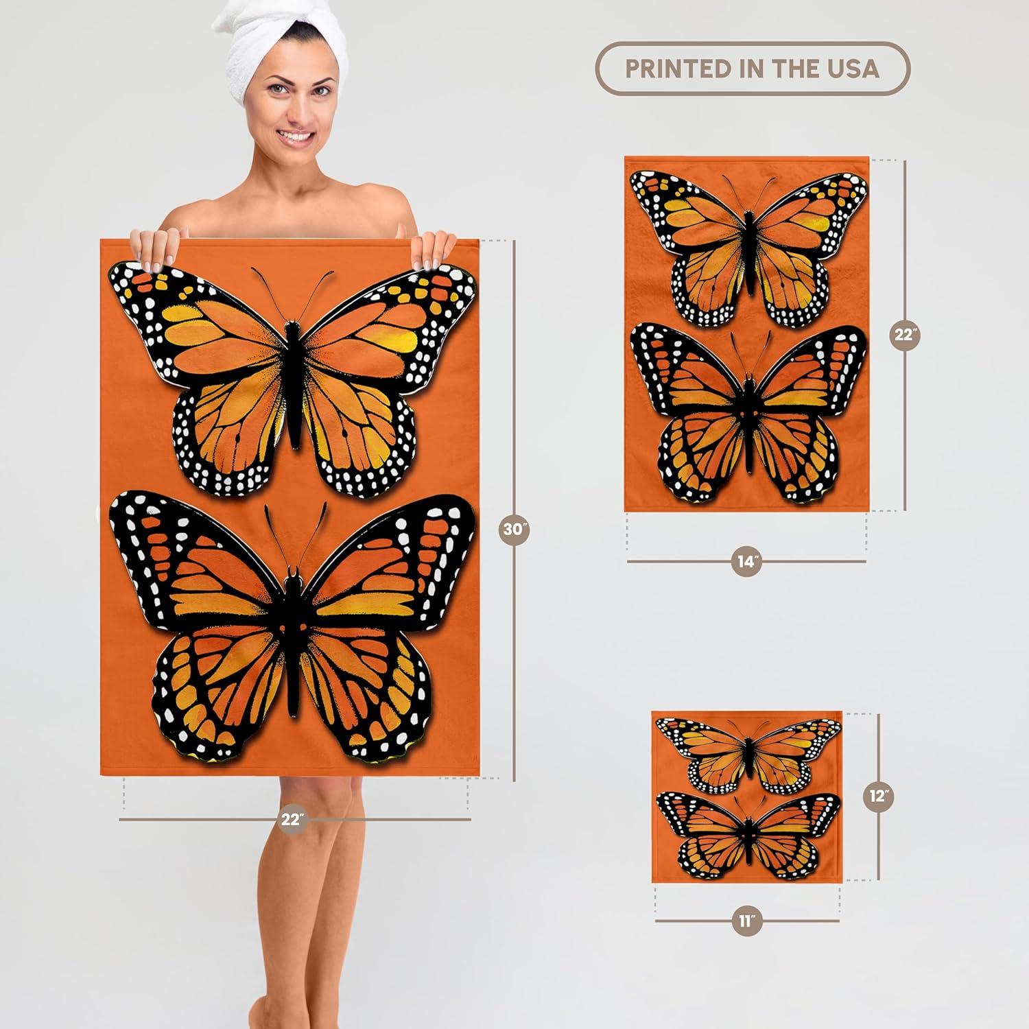 Monarch Butterfly Orange Background Cotton Microfiber Washcloth