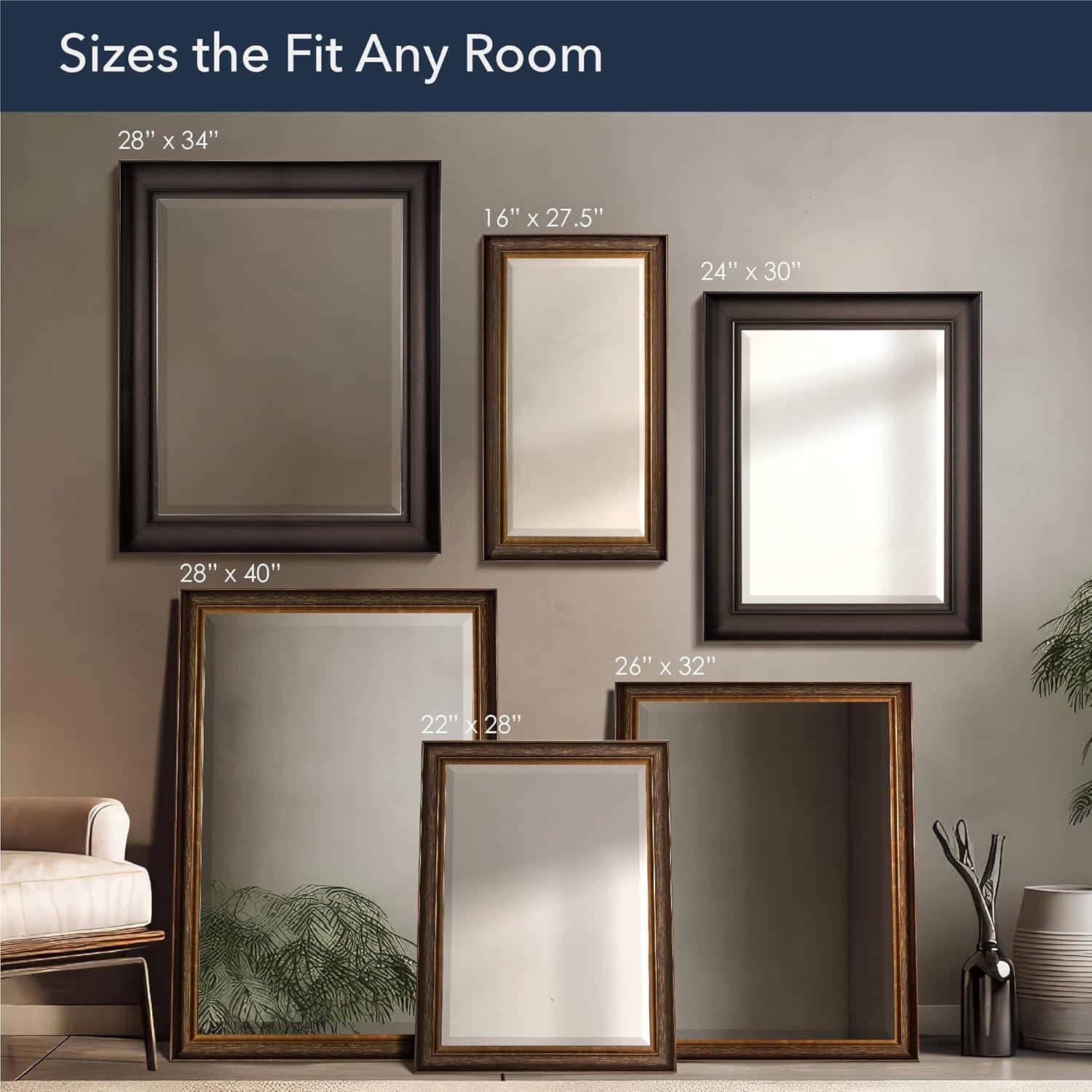 Espresso Brown Beveled Rectangular Vanity Mirror