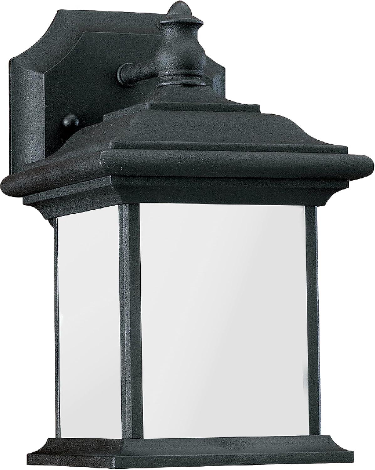 Black Frosted Glass Outdoor Wall Lantern with Cast Aluminum Body