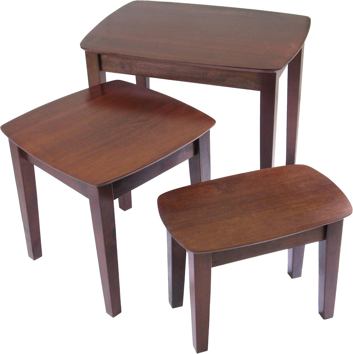 3pc Bradley Nesting Table Set - Antique Walnut - Winsome: Wood Frame, Living Room Accent Tables