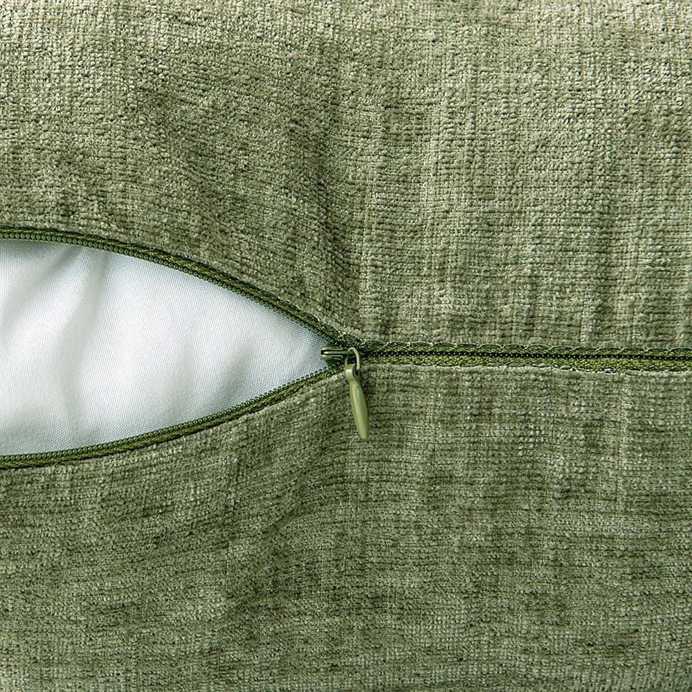Xukmct 2 Pack Linen Square Pillow Cover with Zipper, Solid Color Decorative Cushion Case for Couch Patio Sofa, 18 x 18 inch, Green
