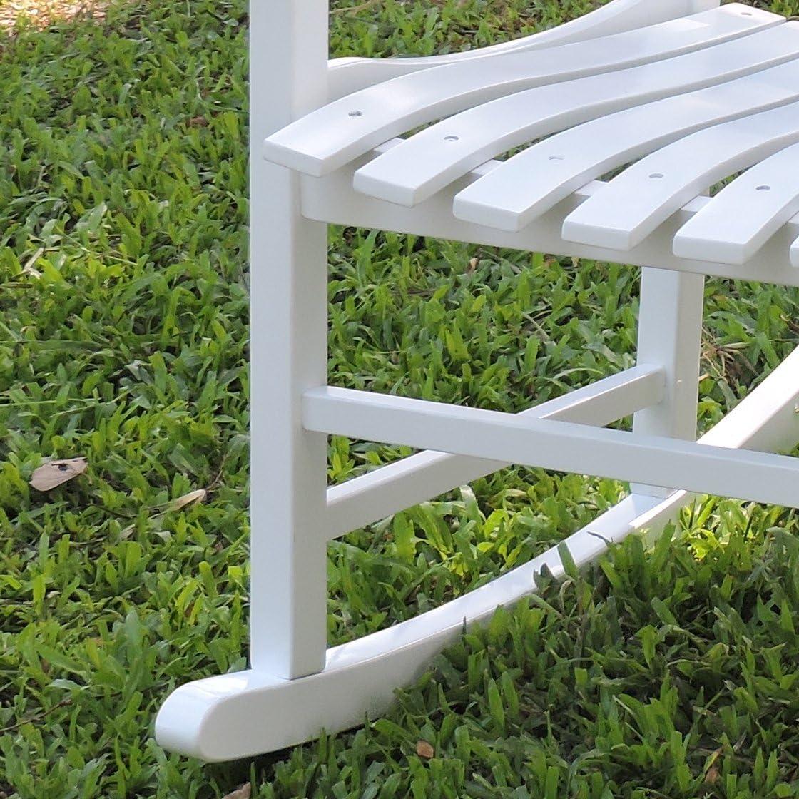 White Acacia Wood Outdoor Rocking Chair with Slatted Back