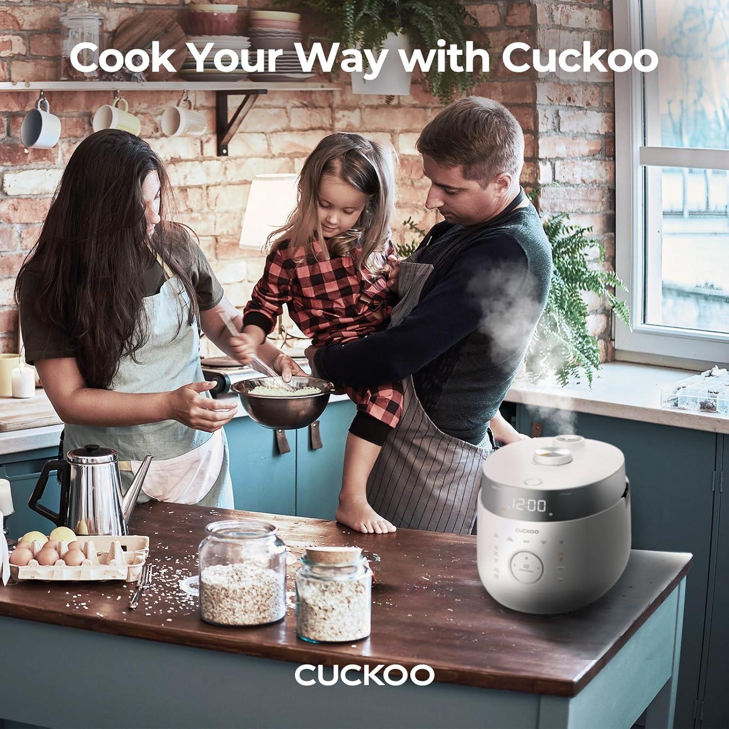 CUCKOO CRP-LHTR1009FW 10-Cup (Uncooked) / 20-Cup (Cooked) Induction Heating Twin Pressure Rice Cooker with Nonstick Inner Pot, 16 Menu Modes, 3 Voice Guide, Auto Clean (White)