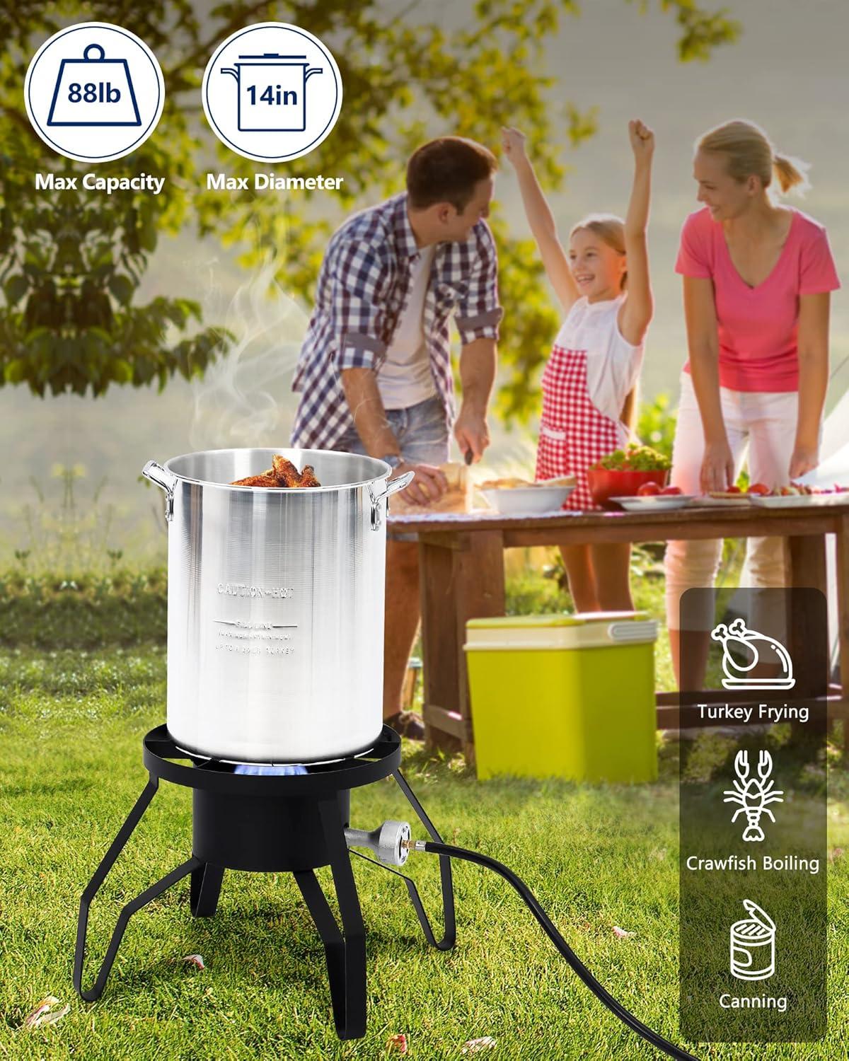 SingleBur-nerOutdoor Stove Propane, [High Heat Output][Portable] for Home Brewing, Turkey Fry, Maple Syrup Prep-14"