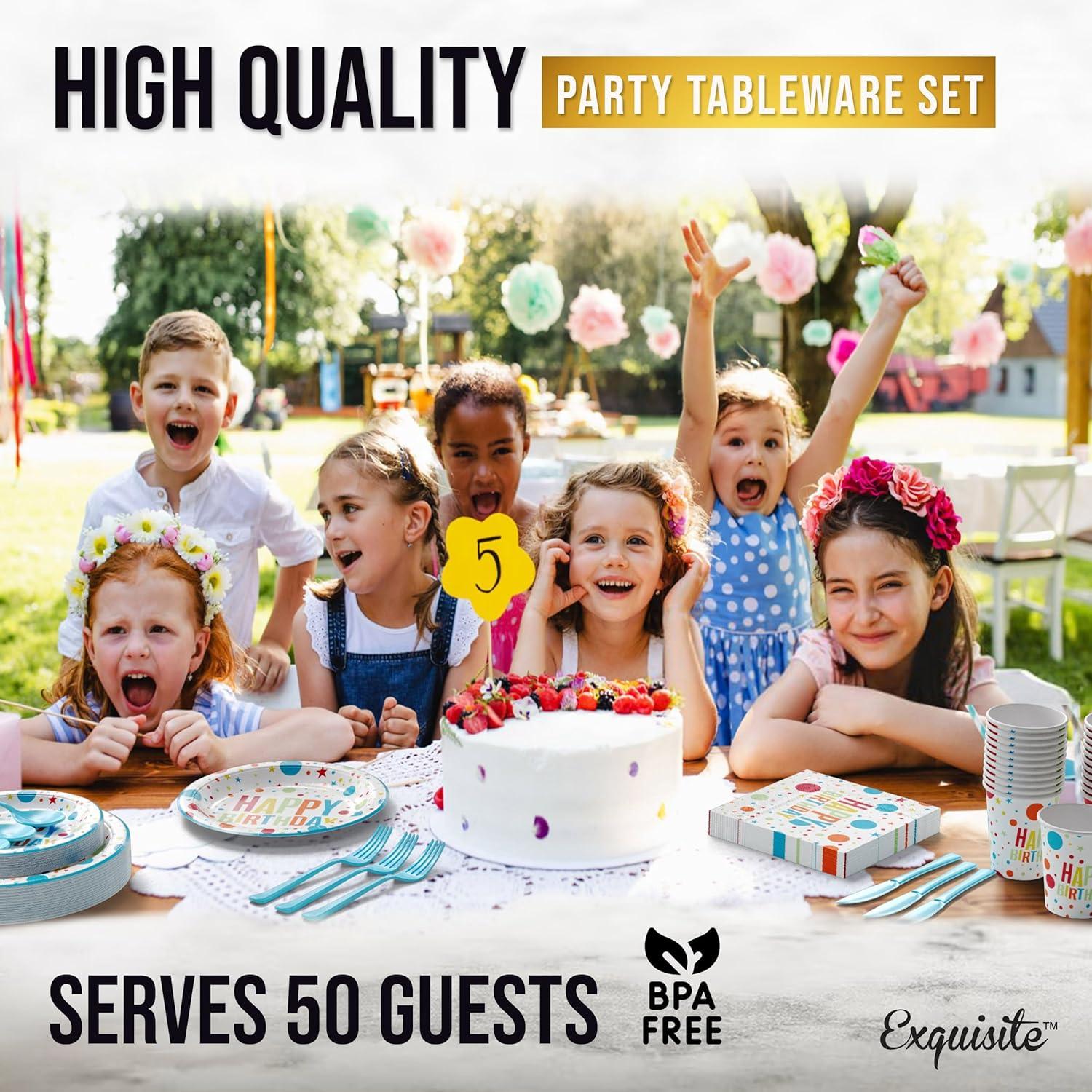 Crown Display 350 Piece Black and Orange Halloween Disposable Plastic Dinnerware party set- Serves 50