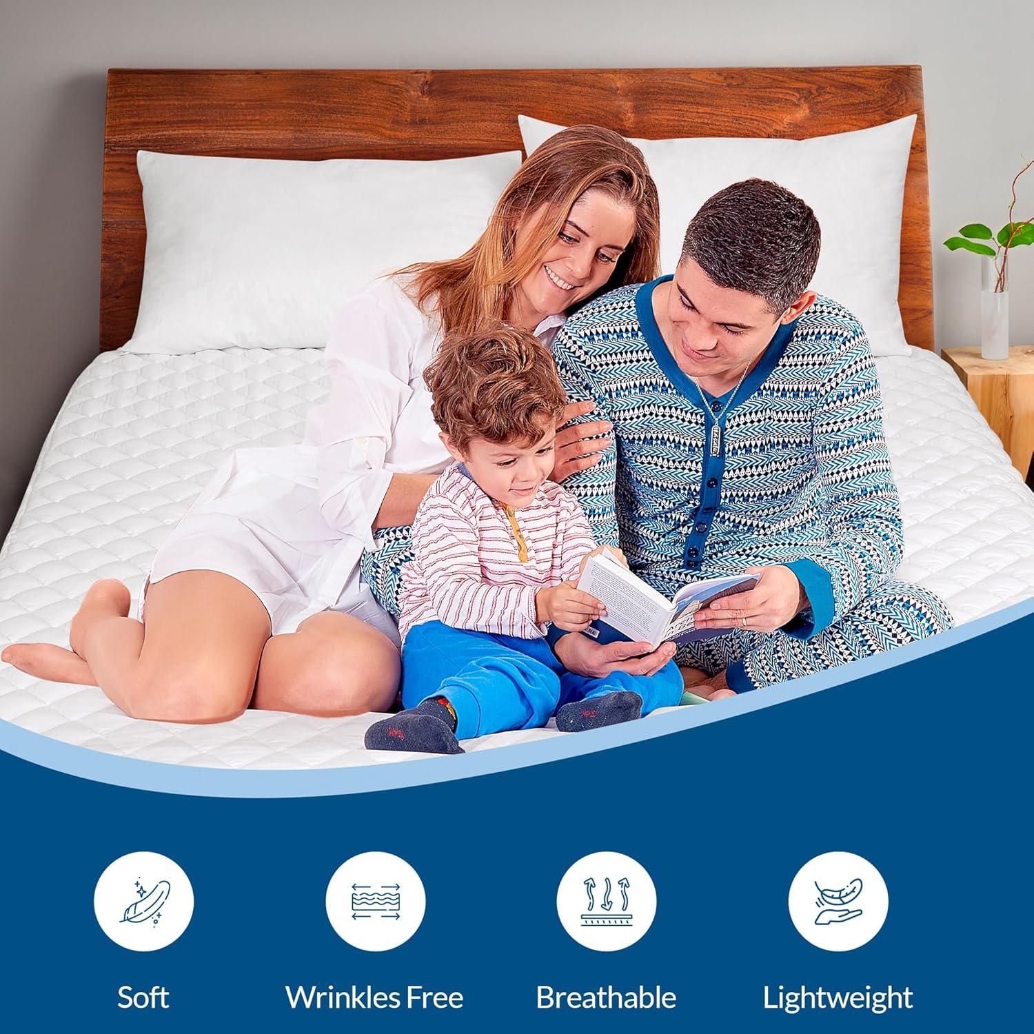 Mattress Pad - Soft and Hypoallergenic  - Thick and Odorless Polyester Filling - 152 Thread Count