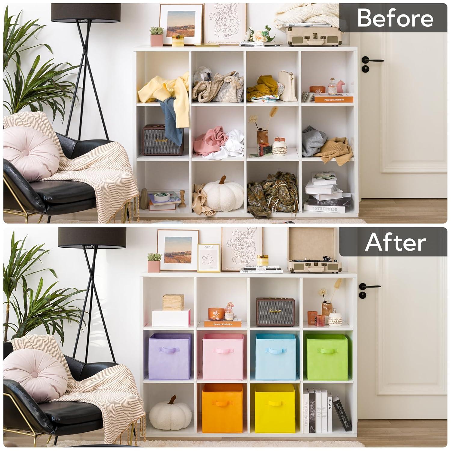 GRANNY SAYS 11 Inch Cube Storage Bins, Colorful Cube Storage Organizer, Fabric Storage Bins, Storage Cubes for Shelves, Closet, Toy Storage Bins for Kids Room, Play Room, Colour, 6-Pack