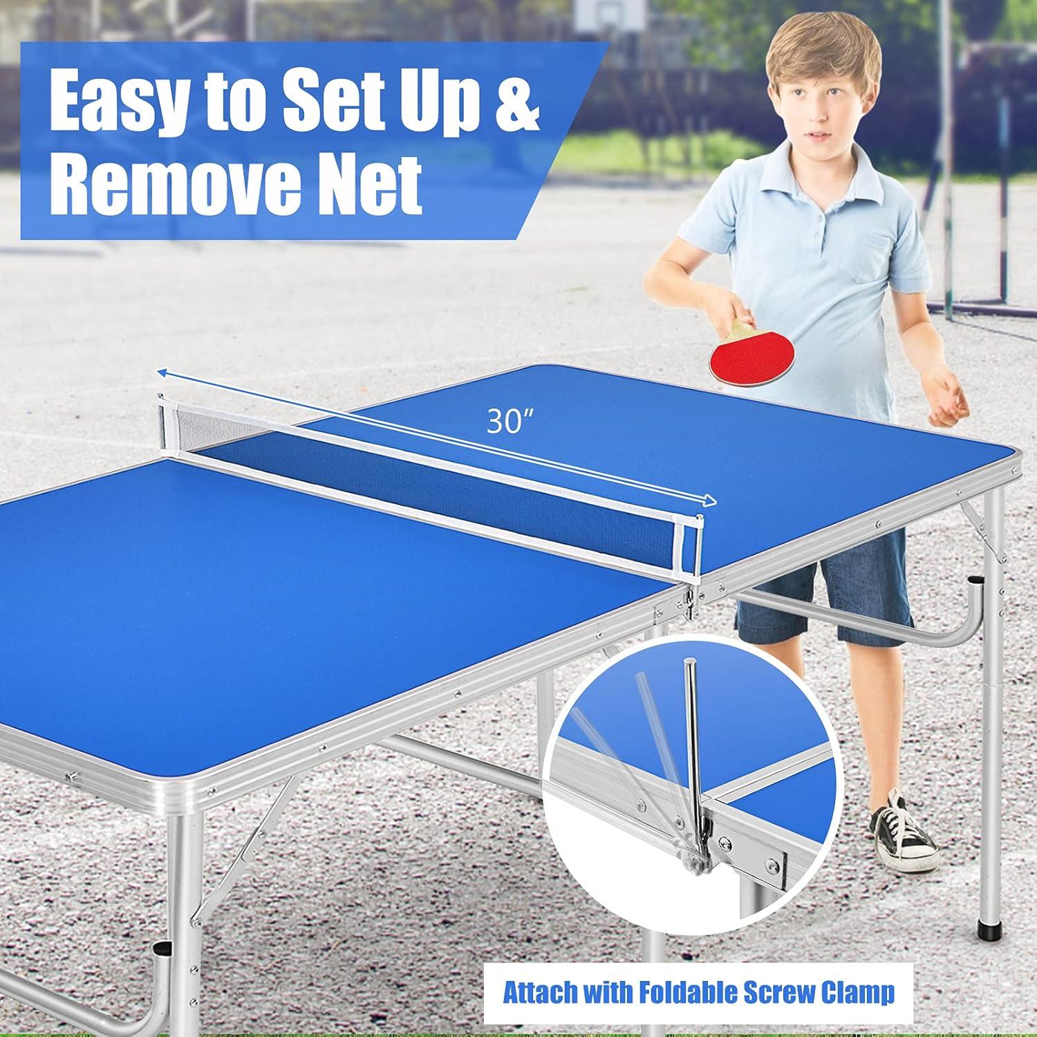 Blue Foldable Portable Ping Pong Table with Net and Accessories