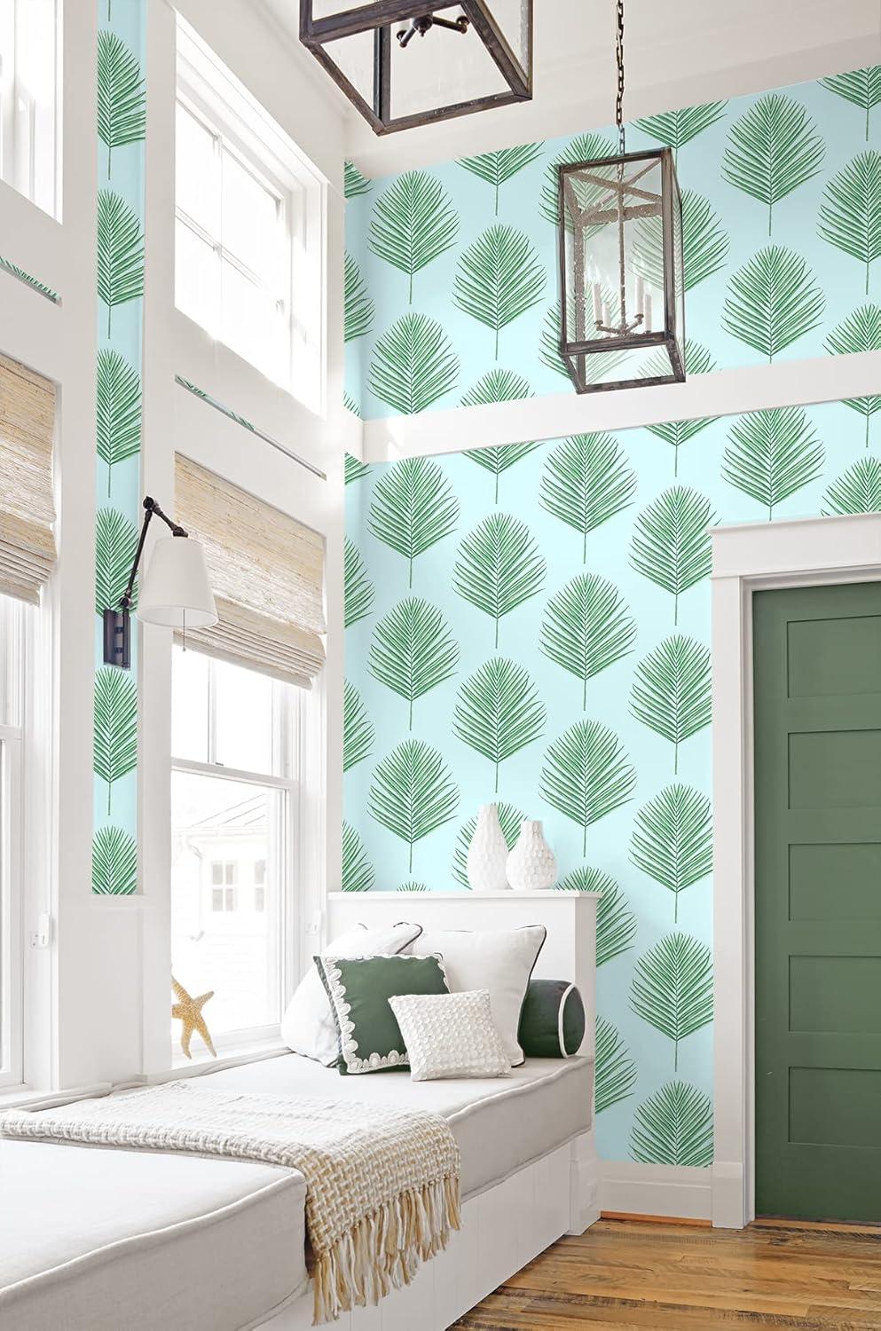 Lillian August Luxe Haven Maui Palm 9' L x 27" W Smooth Peel and Stick Wallpaper Roll