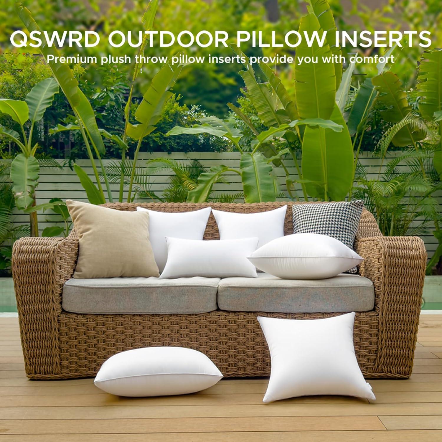 16 x 16 White Waterproof Outdoor Pillow Inserts Pack of 4