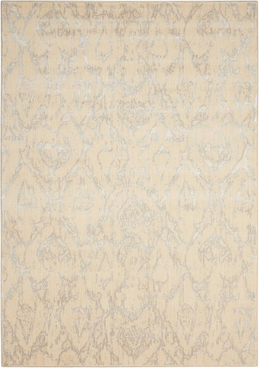 Bone and Gray Wool Viscose Rectangular Area Rug 3'6" x 5'6"