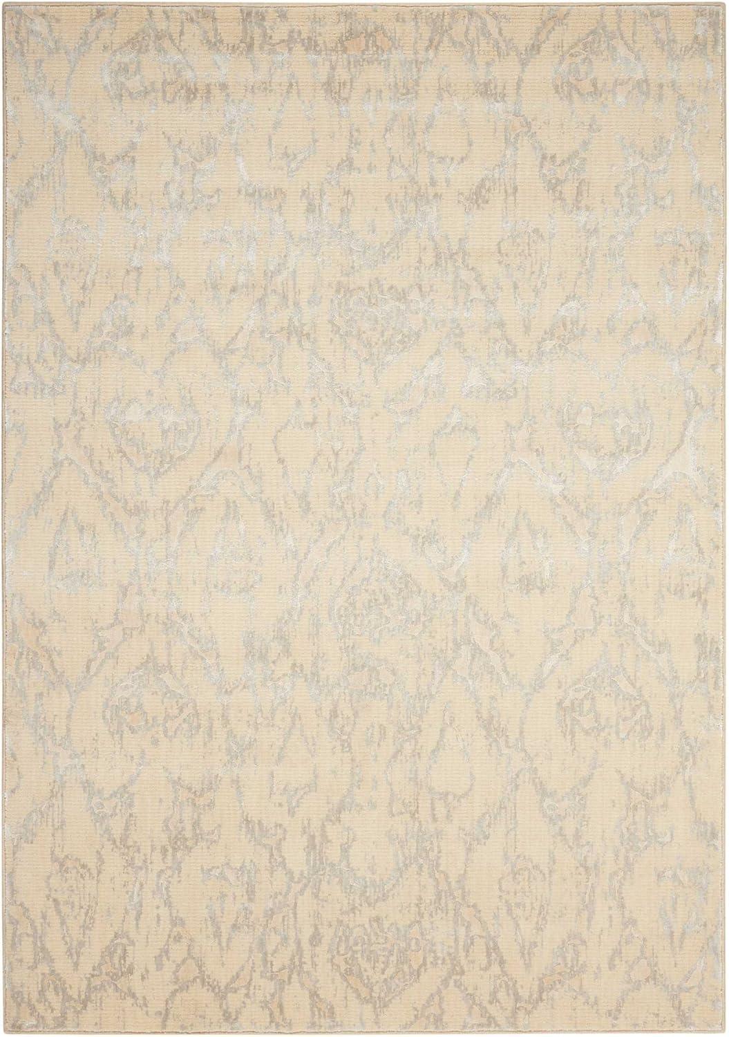Bone and Gray Wool Viscose Rectangular Area Rug 3'6" x 5'6"