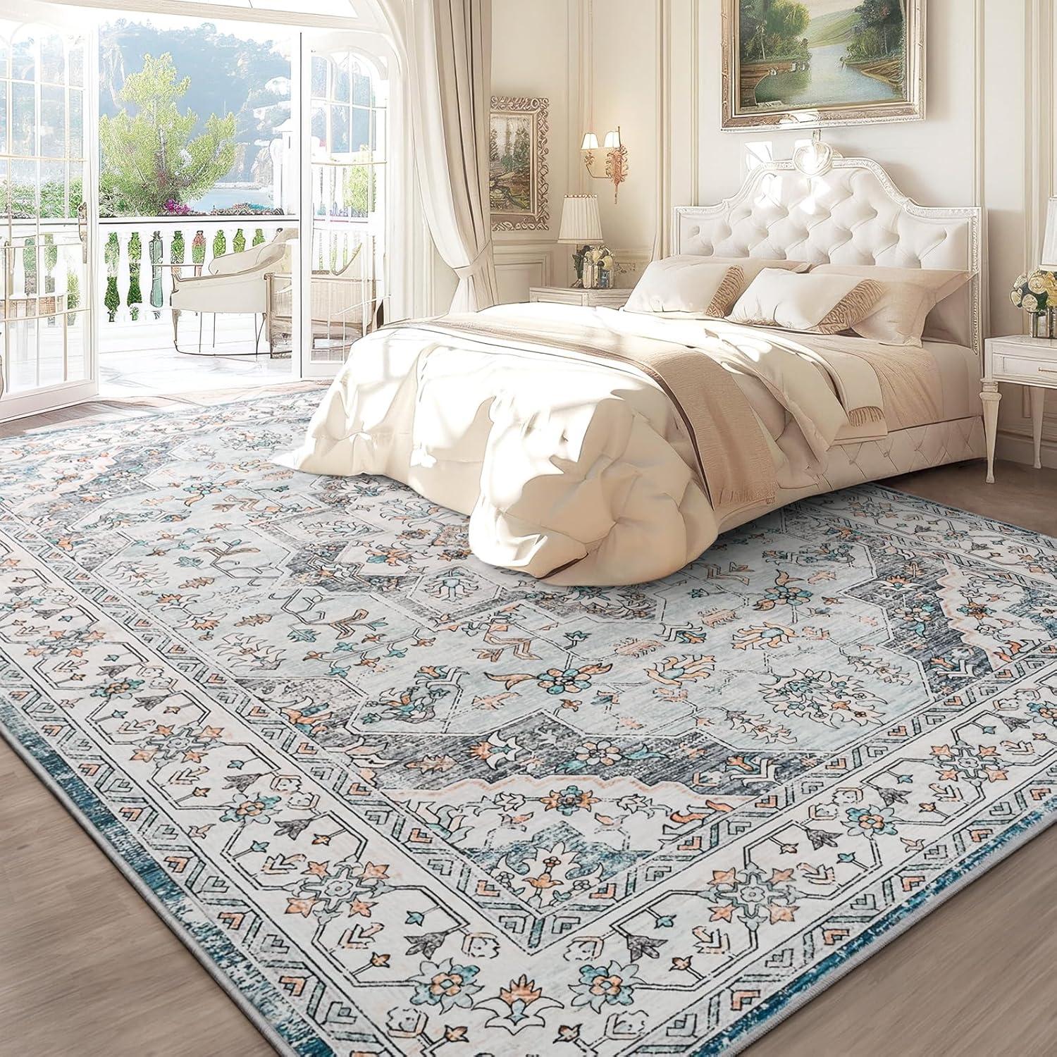 Nuloom Zara Medallion 4x6 Indoor Area Rug for Living Room Bedroom Dining Room Kitchen, Rust/Blue